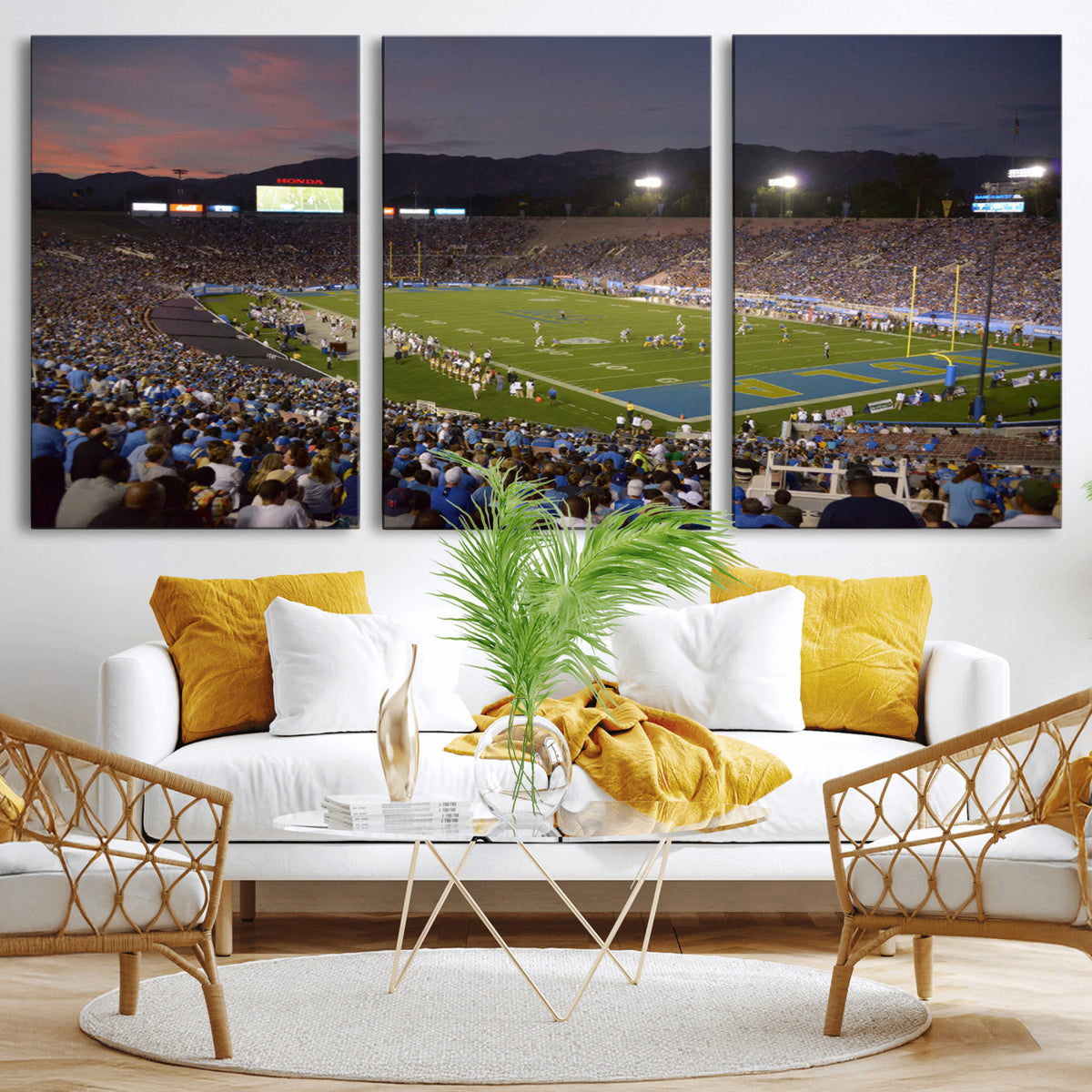 90359-MGV-CV-36X24 - UCLA Bruins Football Team Print - Pasadena Rose Bowl Stadium Wall Art Canvas Print