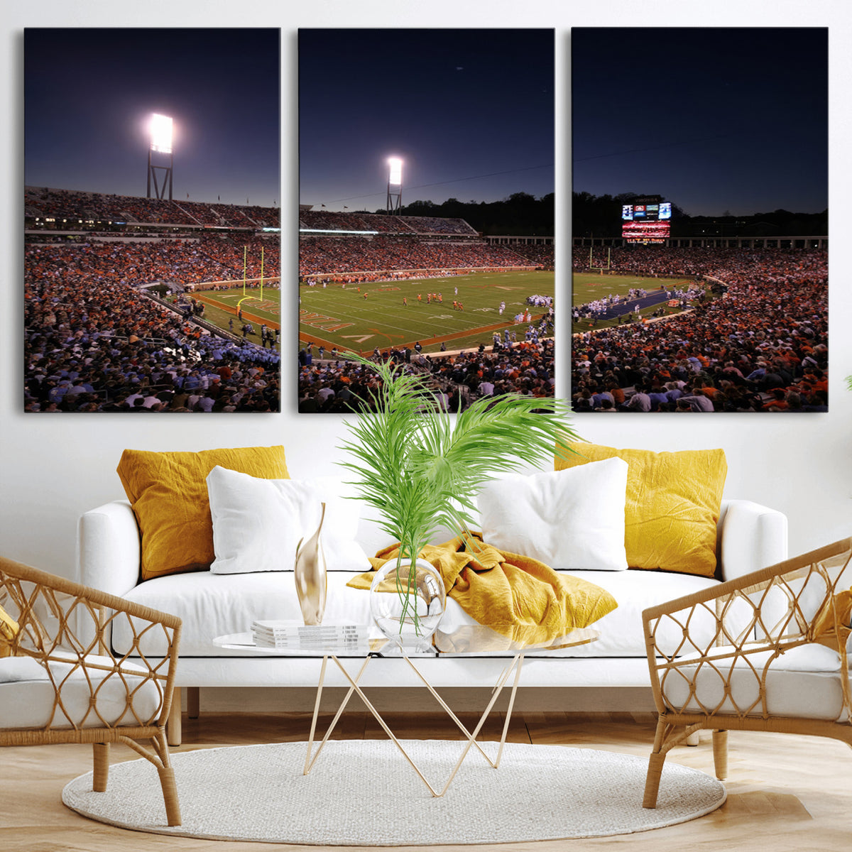 69378-MGV-CV-36X24 - Virginia Cavaliers Football Team Print - Charlottesville Scott Stadium Canvas Print Wall Art