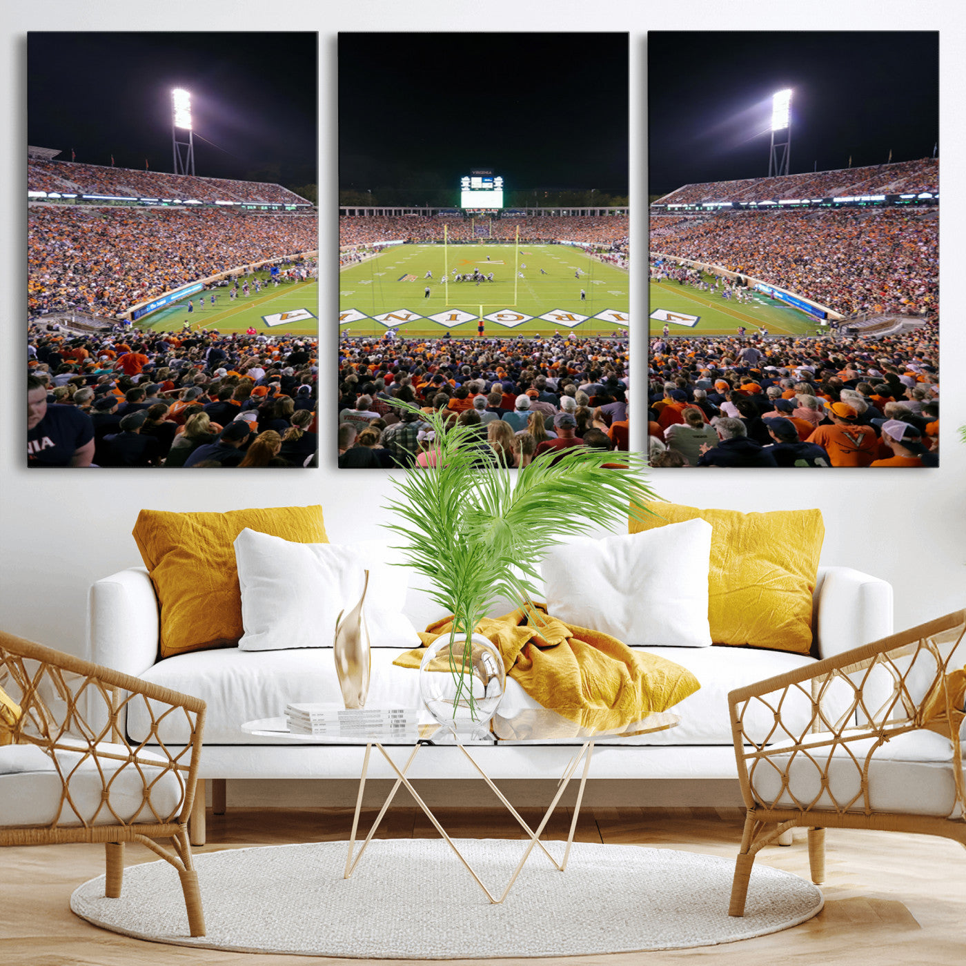 MGV-CV-60X30-3P - Virginia Cavaliers Football Team Print - Charlottesville Scott Stadium Wall Art Canvas Print