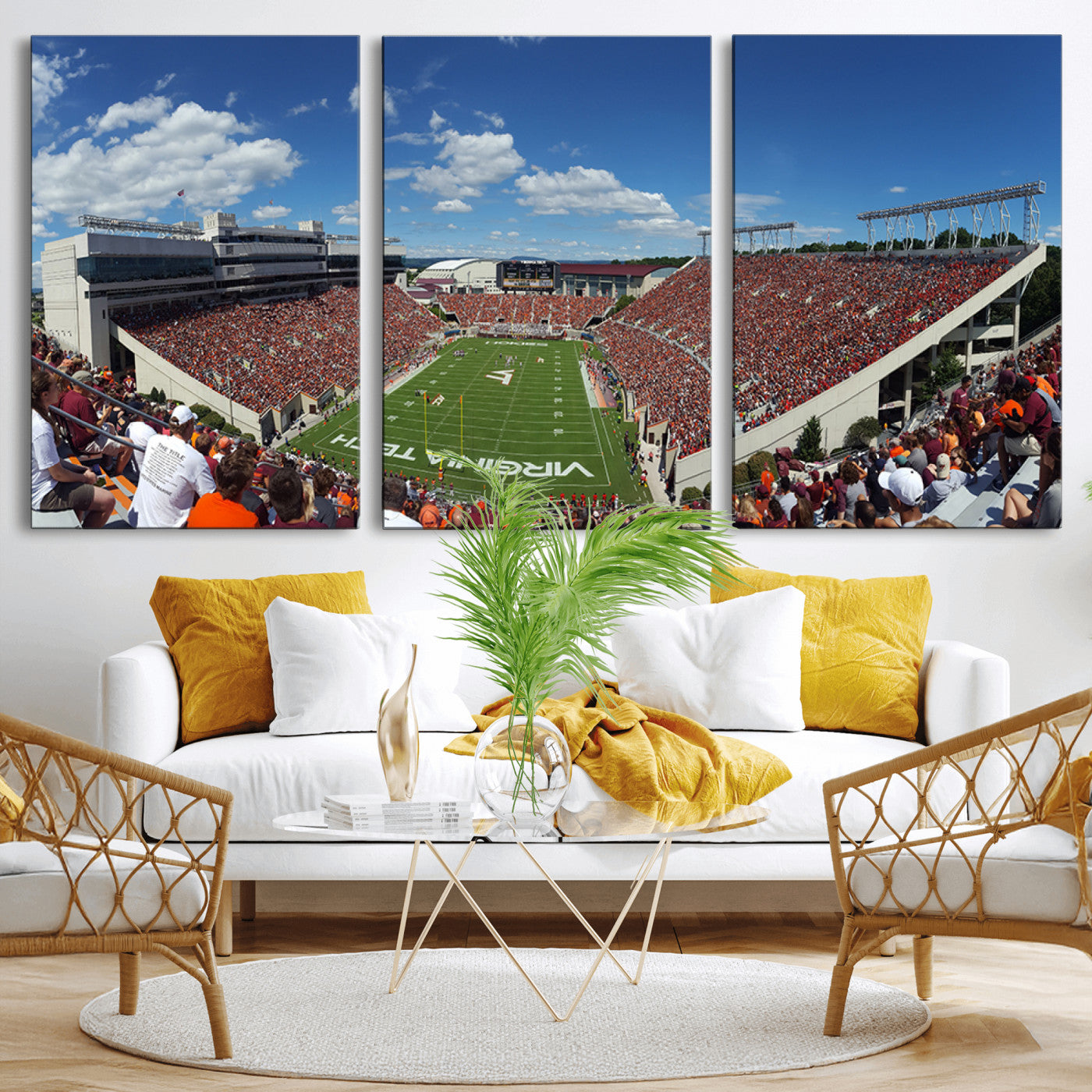 MGV-CV-60X30-3P - Virginia Tech Hokies Football Team Print - Blacksburg Lane Stadium Wall Art Canvas Print