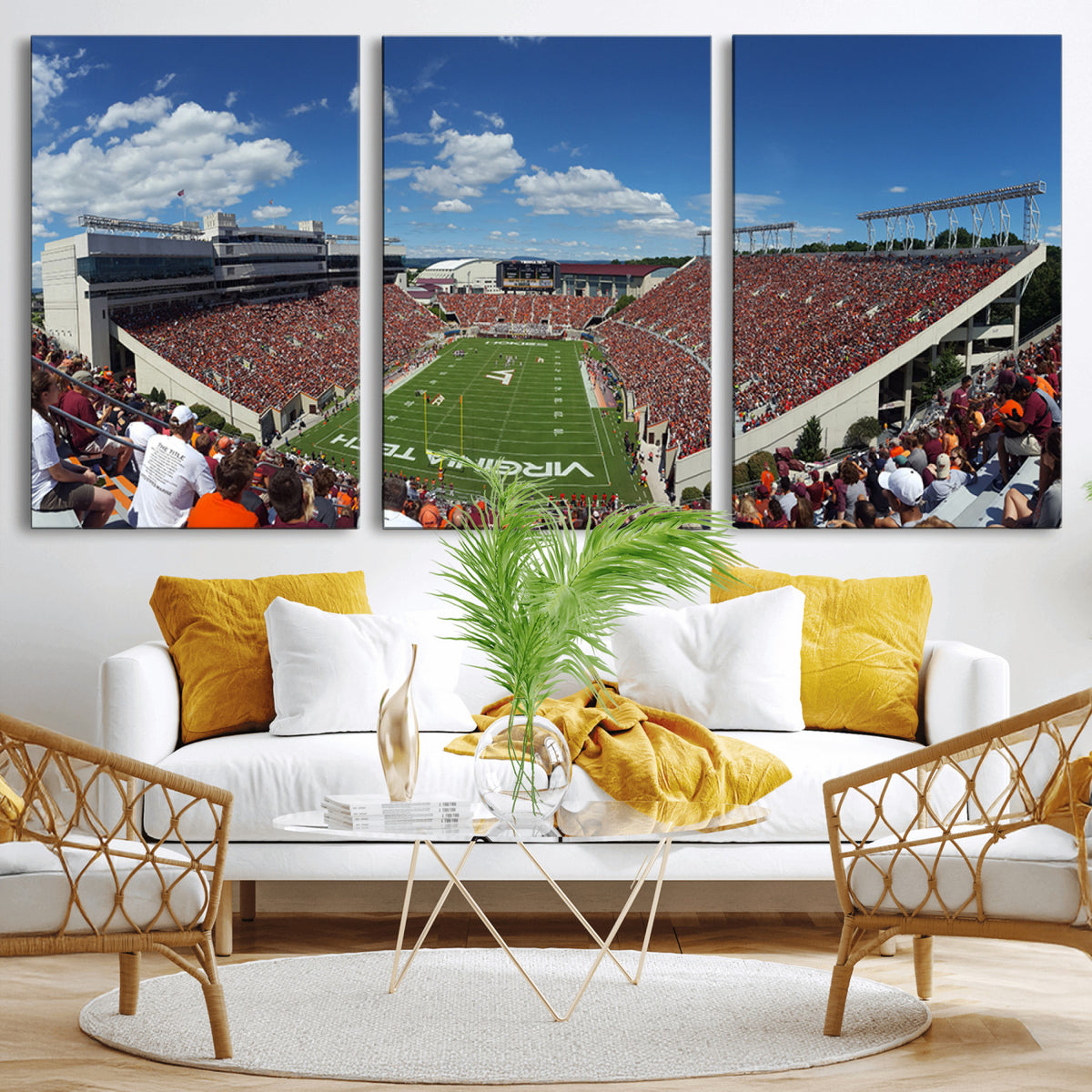 87769-MGV-CV-36X24 - Virginia Tech Hokies Football Team Print - Blacksburg Lane Stadium Wall Art Canvas Print