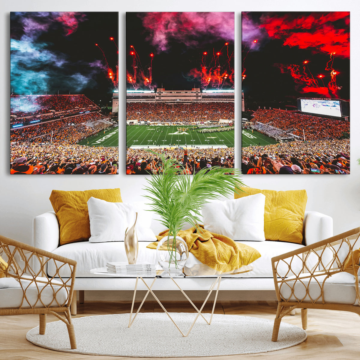 65761-MGV-CV-36X24 - Virginia Tech Hokies Football Team Print - Blacksburg Lane Stadium Wall Art Canvas Print