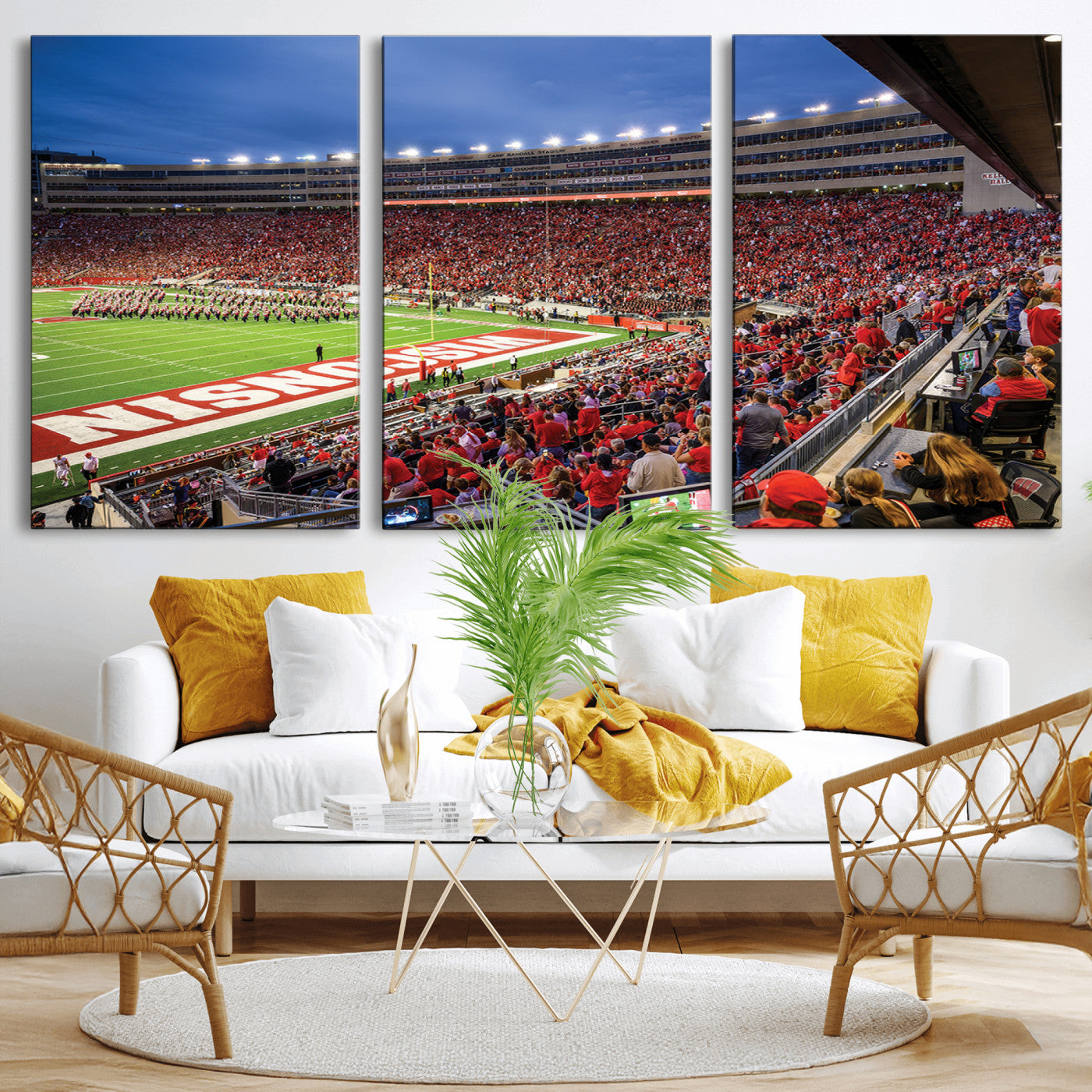 MGV-CV-60X30-3P - Wisconsin Badgers Football Team Print - Madison Camp Randall Stadium Wall Art, Wisconsin Badgers