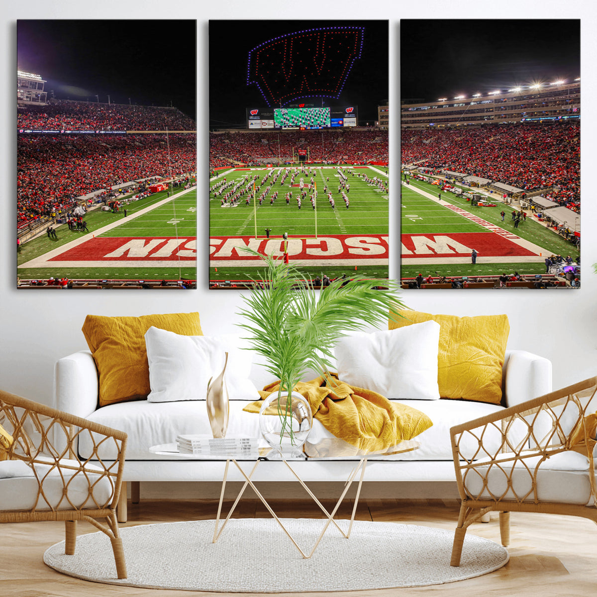 34125-MGV-CV-36X24 - Wisconsin Badgers Football Team Print Canvas- Madison Camp Randall Stadium Wall Art Canvas Print