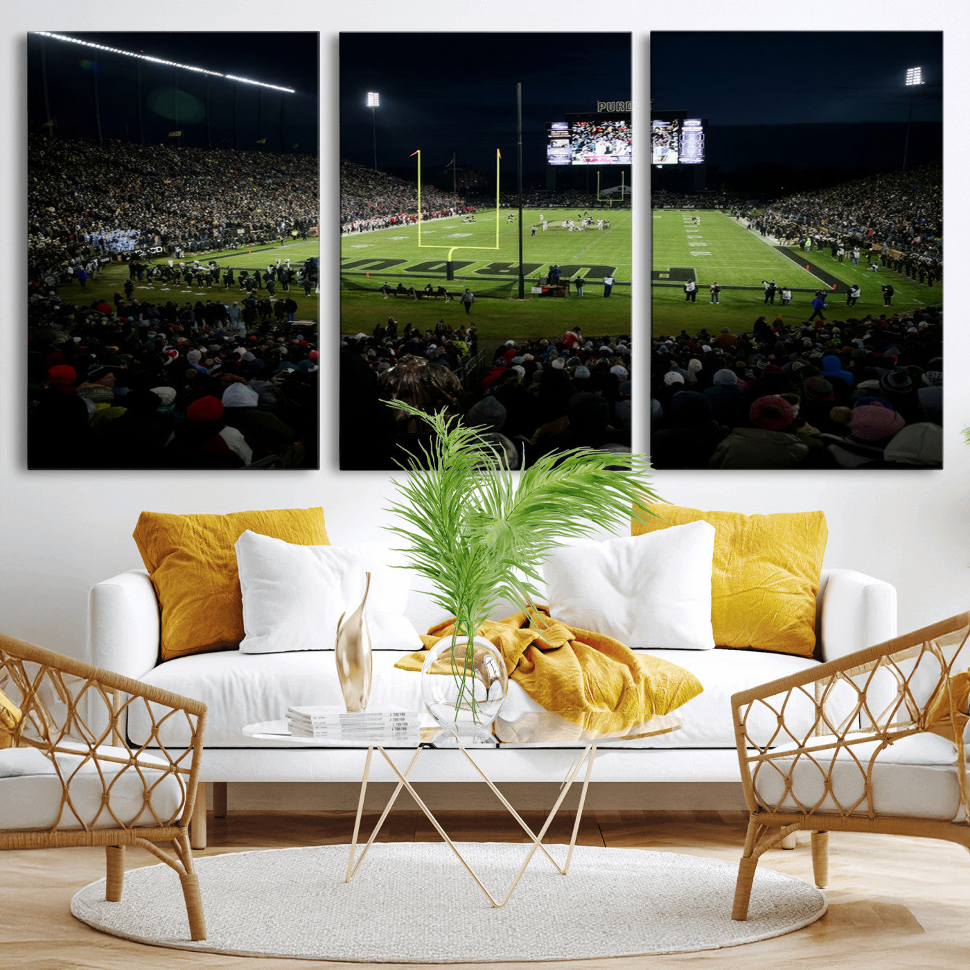 MGV-CV-60X30-3P - Purdue Boilermakers Football Team Print - West Lafayette Ross–Ade Stadium Wall Art Canvas Print