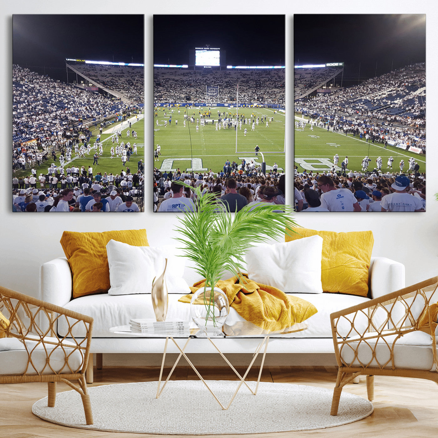 MGV-CV-60X30-3P - Brigham Young University Cougars Football Print Canvas - Provo LaVell Edwards Stadium Wall Art