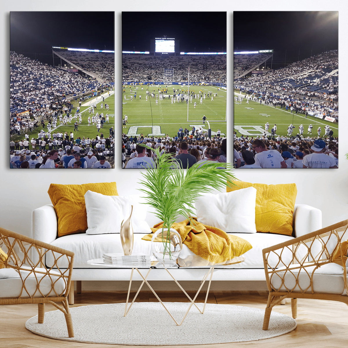 65036-MGV-CV-36X24 - Brigham Young University Cougars Football Print Canvas - Provo LaVell Edwards Stadium Wall Art