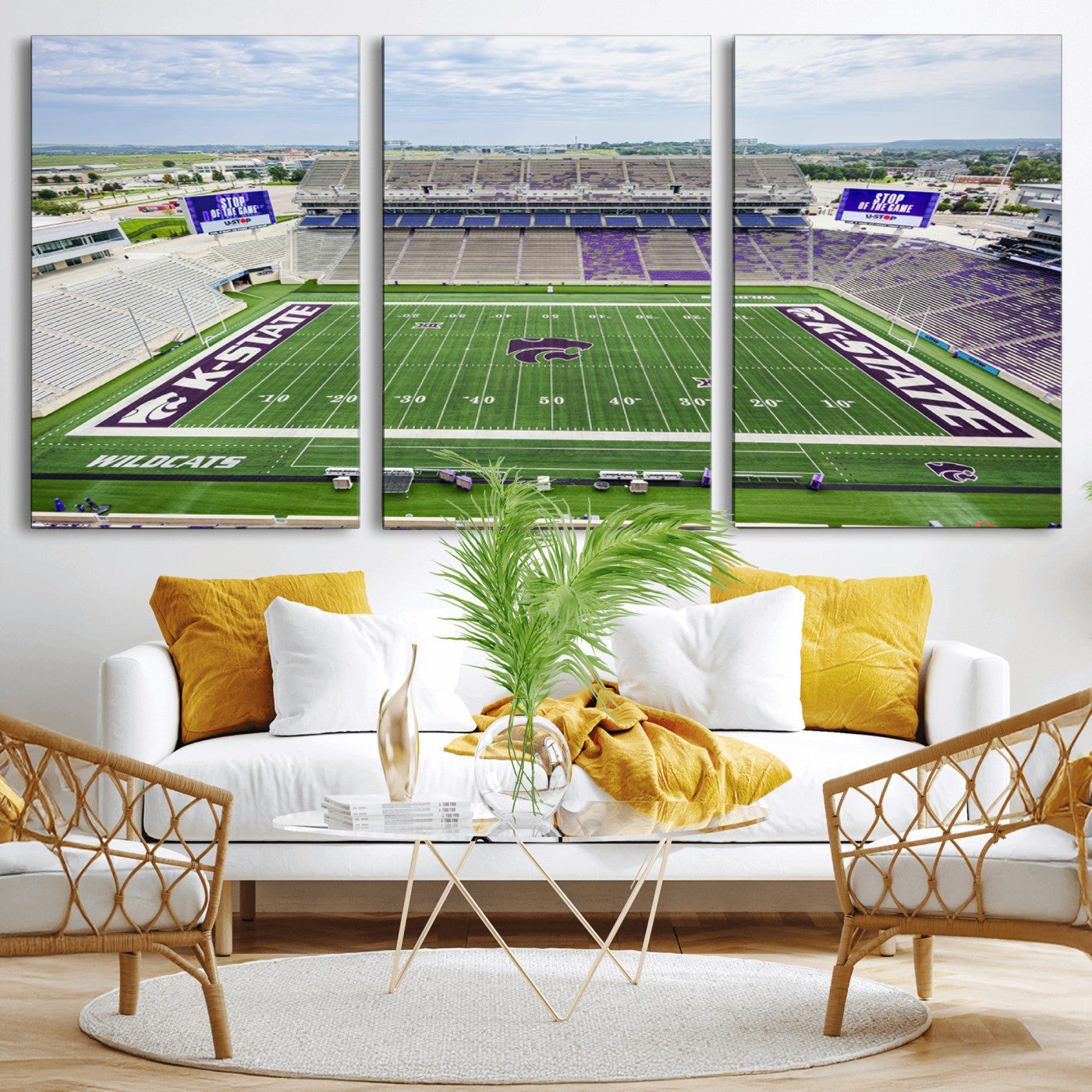 MGV-CV-60X30-3P - KState Wildcats Football Team Print - Manhattan Bill Snyder Family Football Stadium Wall Art Canvas