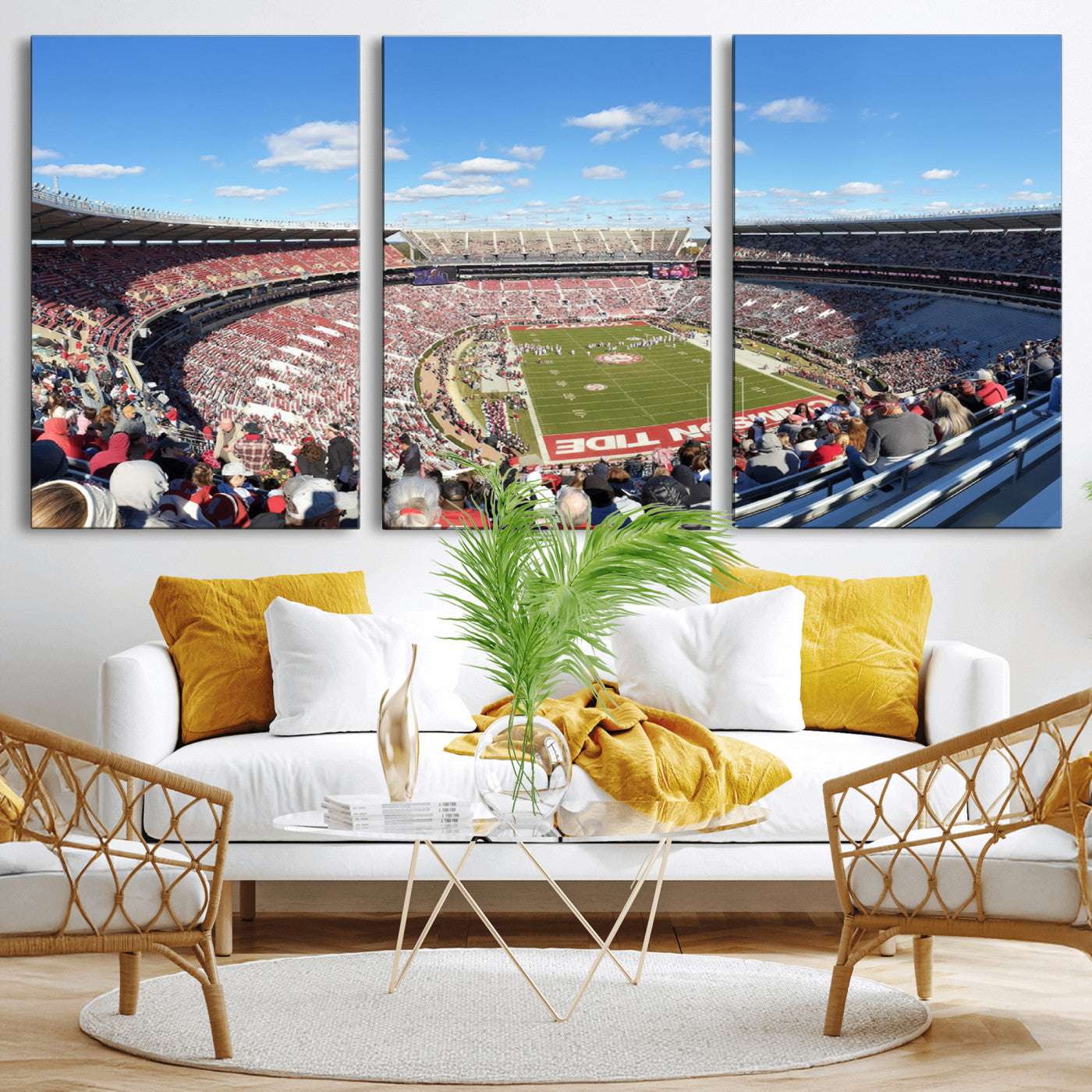 MGV-CV-60X30-3P - University of Alabama Crimson Tide Print Wall Art - Tuscaloosa Bryant-Denny Stadium Wall Art Canvas