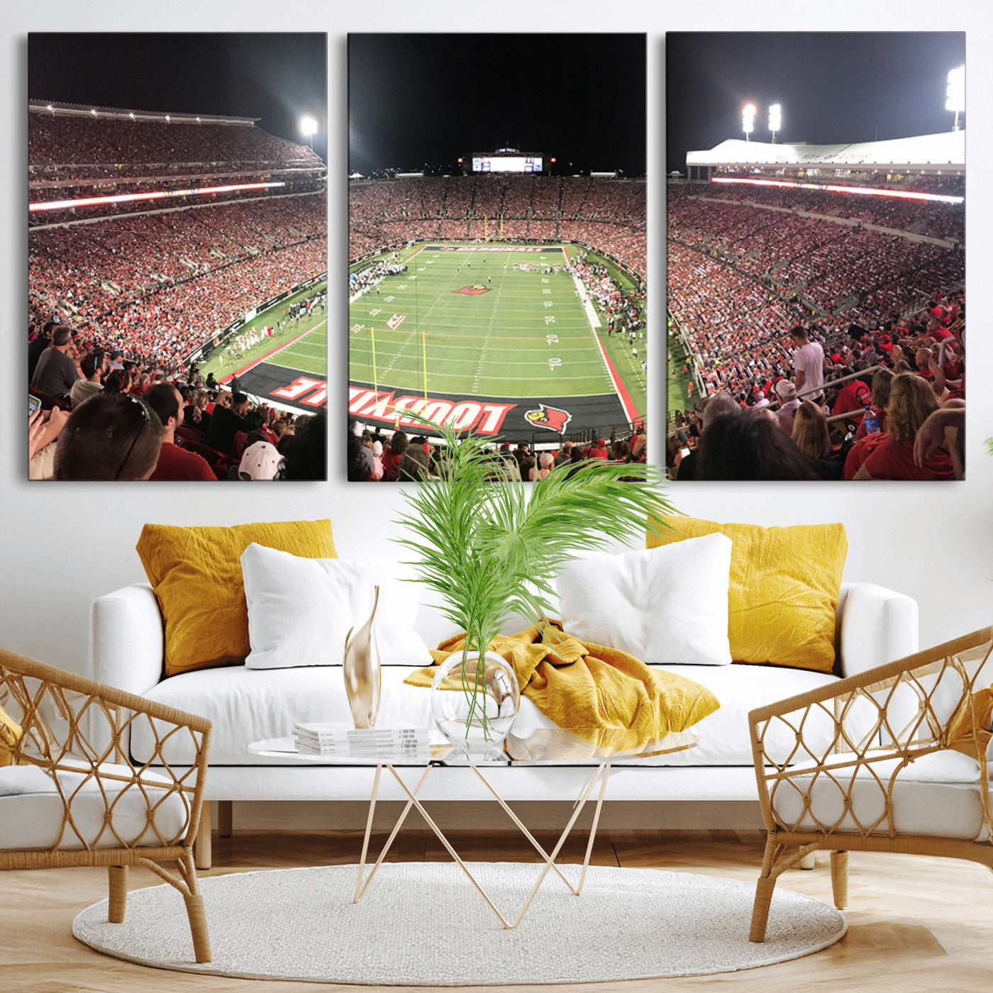 MGV-CV-60X30-3P - University of Louisville Cardinals Football Team Print - Louisville Cardinal Stadium Wall Art Canvas