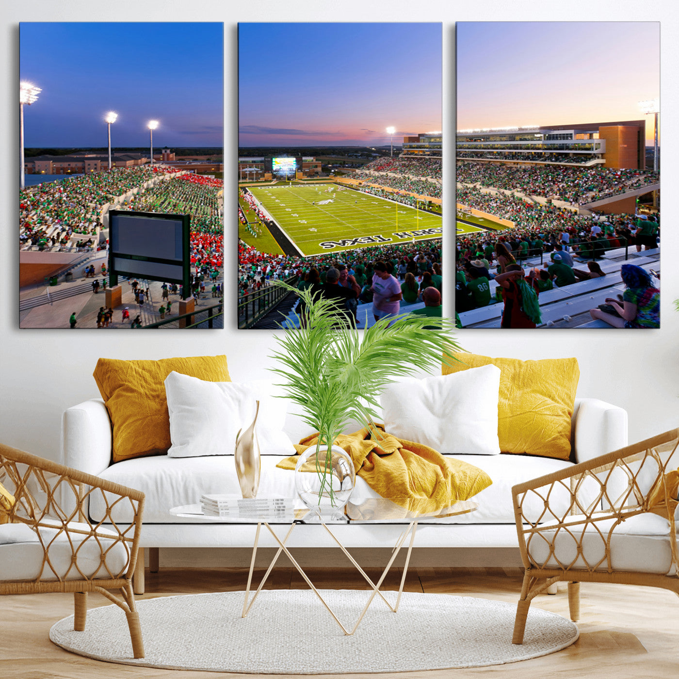 MGV-CV-60X30-3P - University of North Texas Mean Green Football Team Print - Denton DATCU Stadium Canvas Print Wall