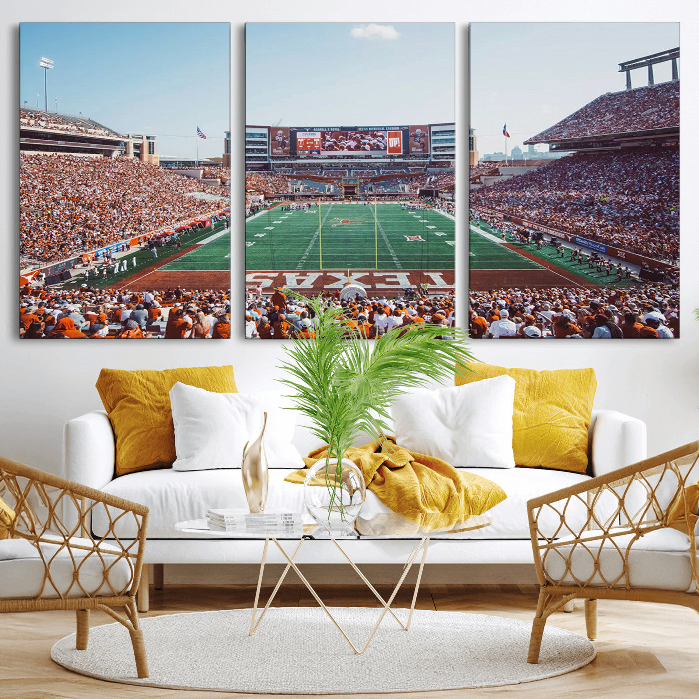 MGV-CV-60X30-3P - Framed Texas Memorial Stadium Canvas, University of Texas Longhorns Football Team Print - Austin