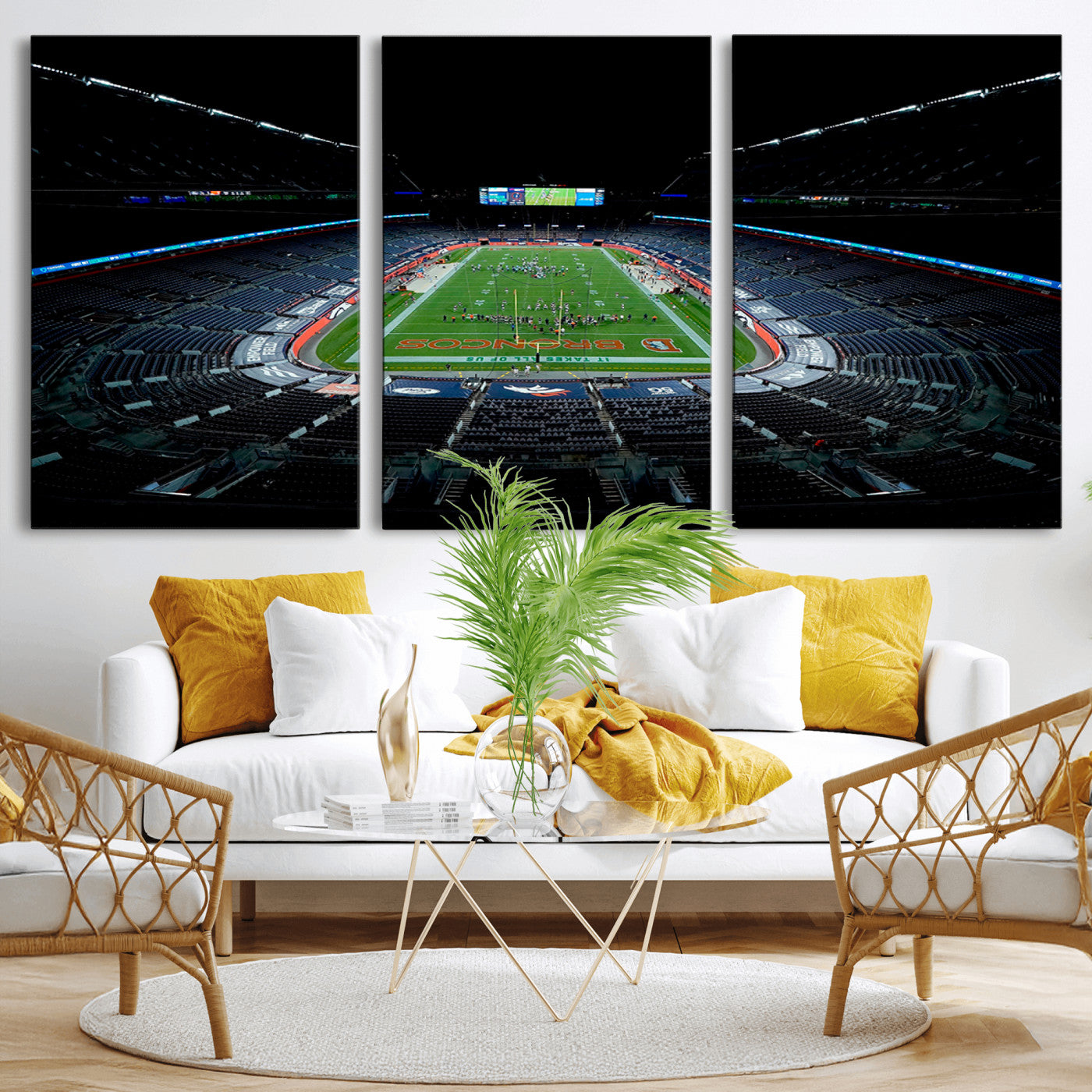 MGV-CV-60X30-3P - Denver Broncos Football Team Print Canvas- Denver Empower Field at Mile High Stadium Wall Art Canvas