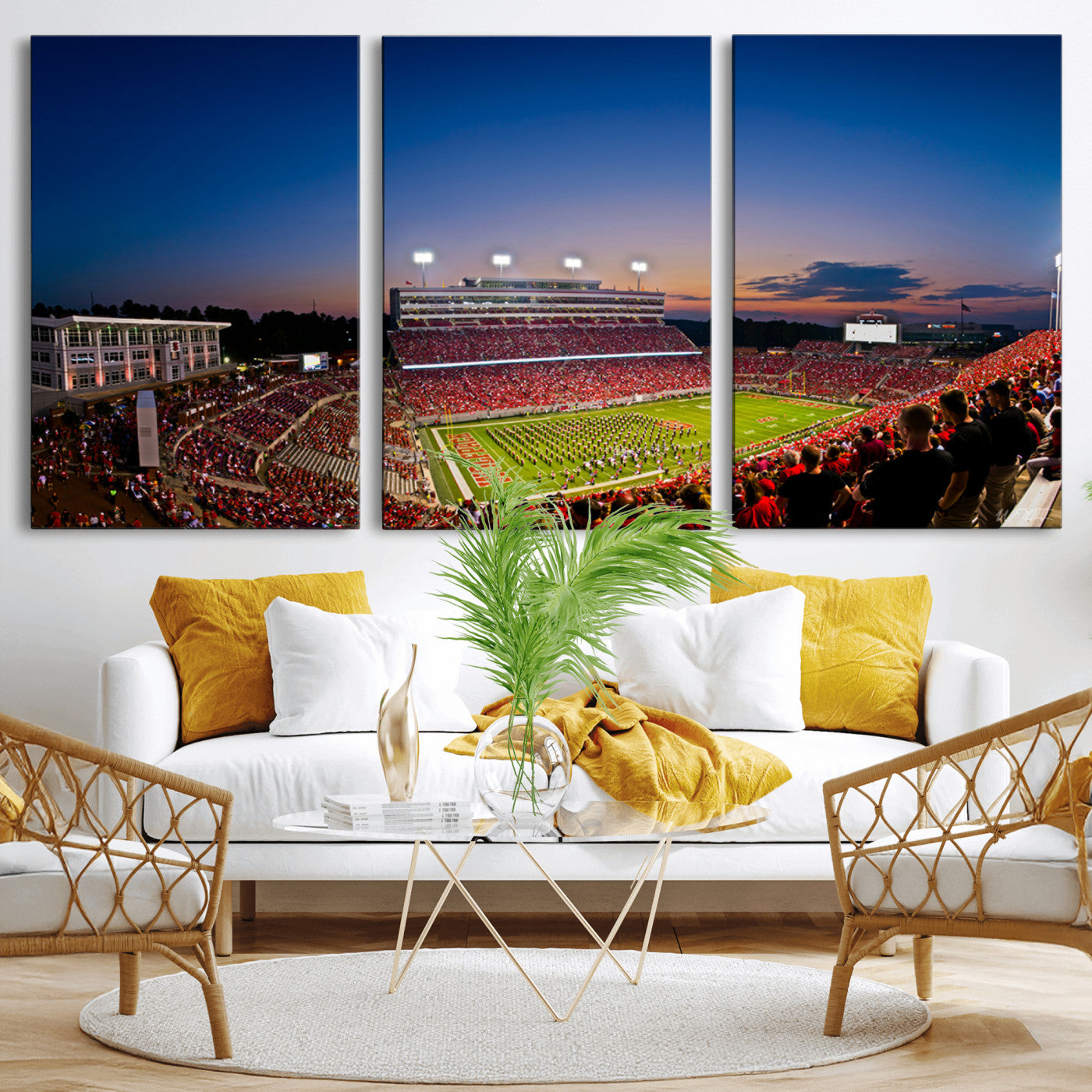 MGV-CV-60X30-3P - Wolfpack Football Team Wall Art Print - Raleigh Carter-Finley Stadium Wall Art Canvas Print