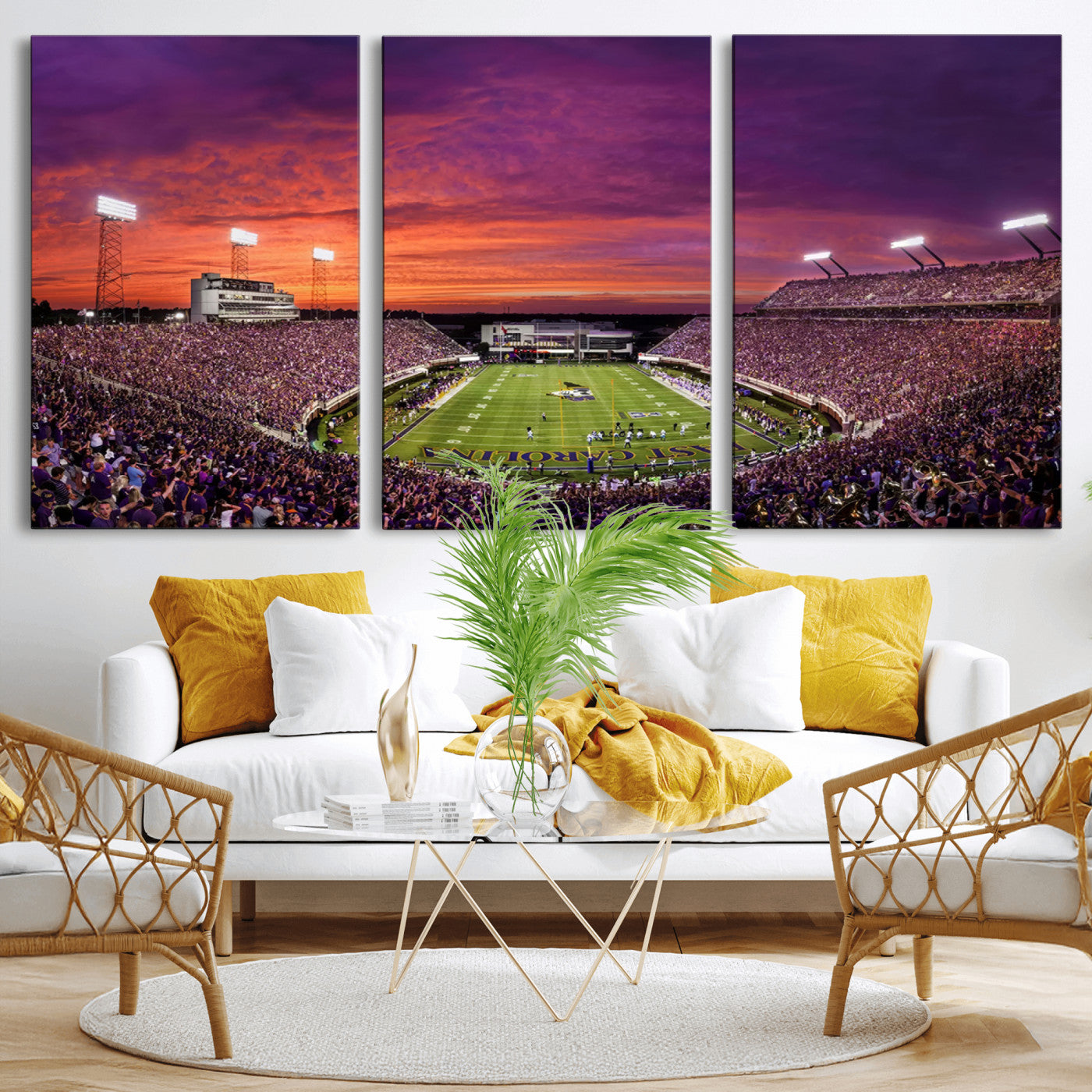 MGV-CV-60X30-3P - East Carolina University Pirates Football Print Canvas- Greenville Dowdy-Ficklen Stadium Wall Art