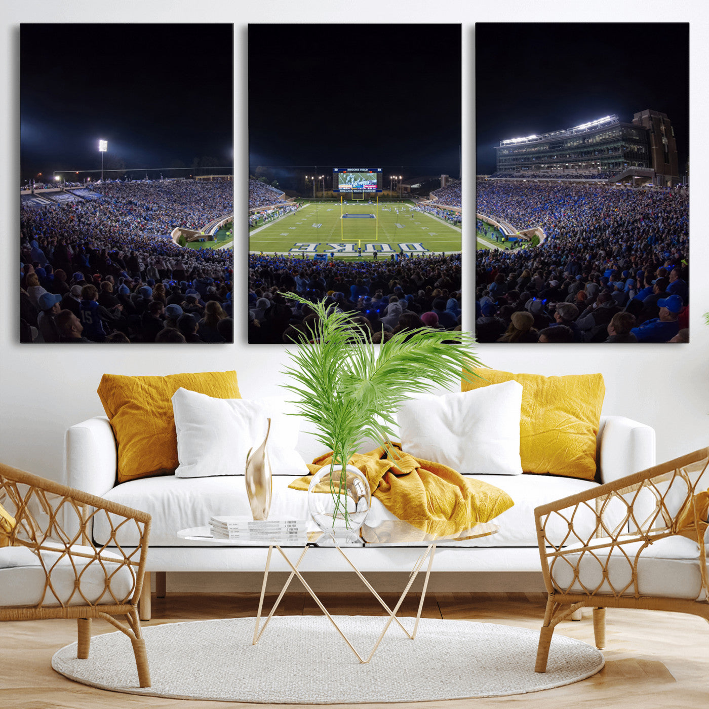 MGV-CV-60X30-3P - Duke University Blue Devils Football Team Print - Durham Wallace Wade Stadium Wall Art Canvas Print