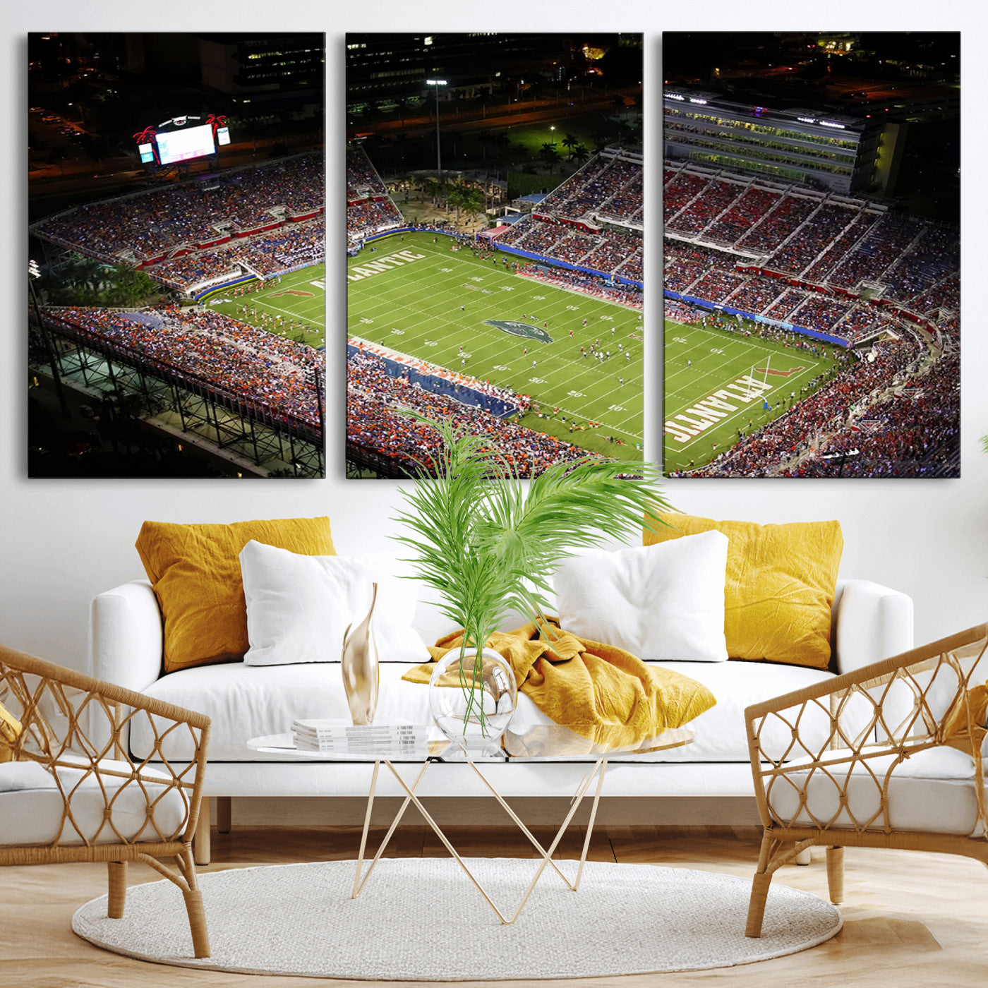 MGV-CV-60X30-3P - Florida Atlantic University Owls Canvas Print, Football Team Print - Boca Raton FAU Stadium Wall Art