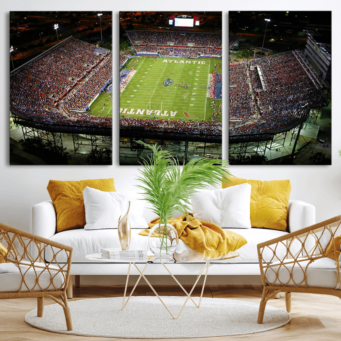 MGV-CV-60X30-3P - Florida Atlantic University Owls Football Team Print - Boca Raton FAU Stadium Wall Art Canvas Print