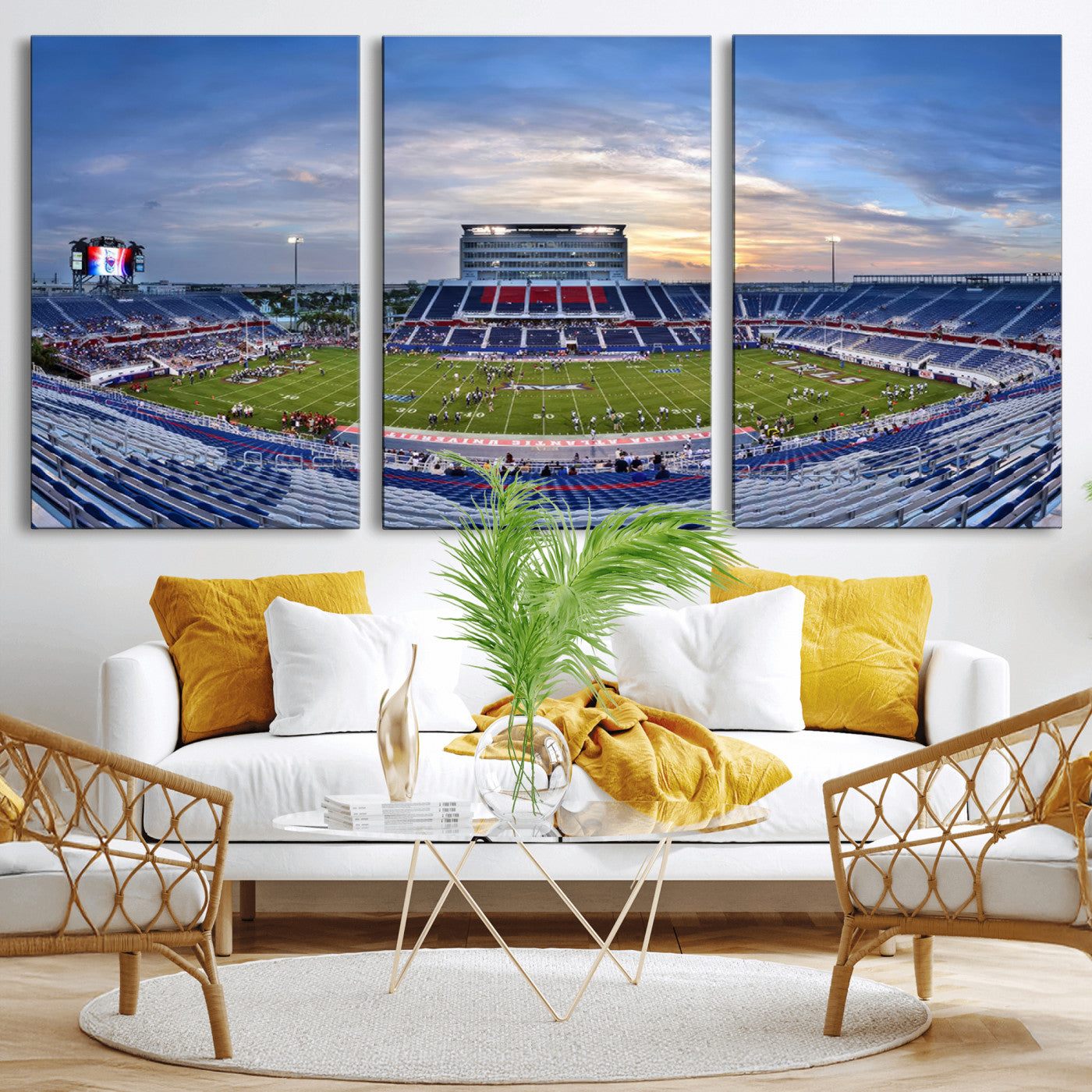 MGV-CV-60X30-3P - Florida Atlantic University Owls Football Team Print - Boca Raton FAU Stadium Wall Art Canvas Print