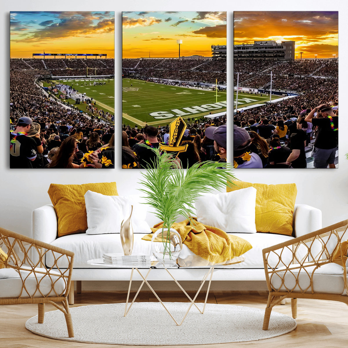 66803-MGV-CV-36X24 - UCF Knights Football Team Print - Orlando FBC Mortgage Stadium, UCF Knights Wall Art Canvas Print