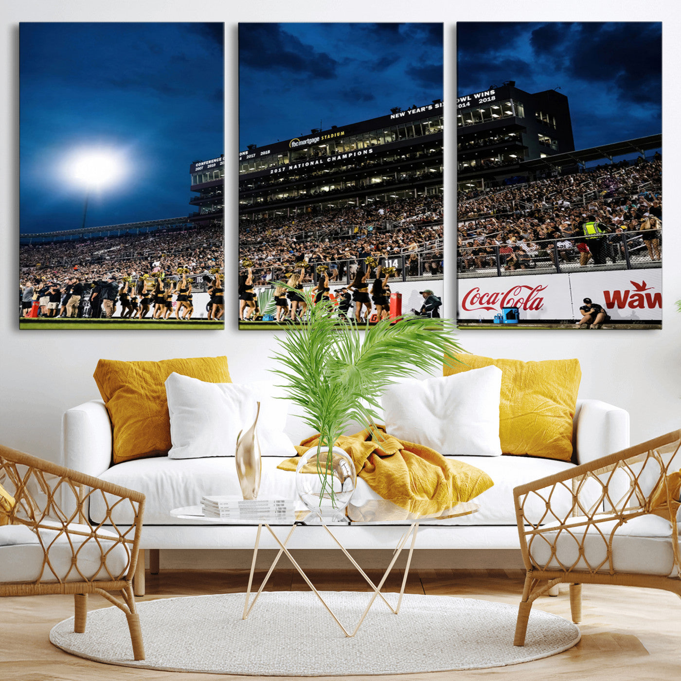 MGV-CV-60X30-3P - UCF Knights Football Team Print - Orlando FBC Mortgage Stadium Wall Art Canvas Print
