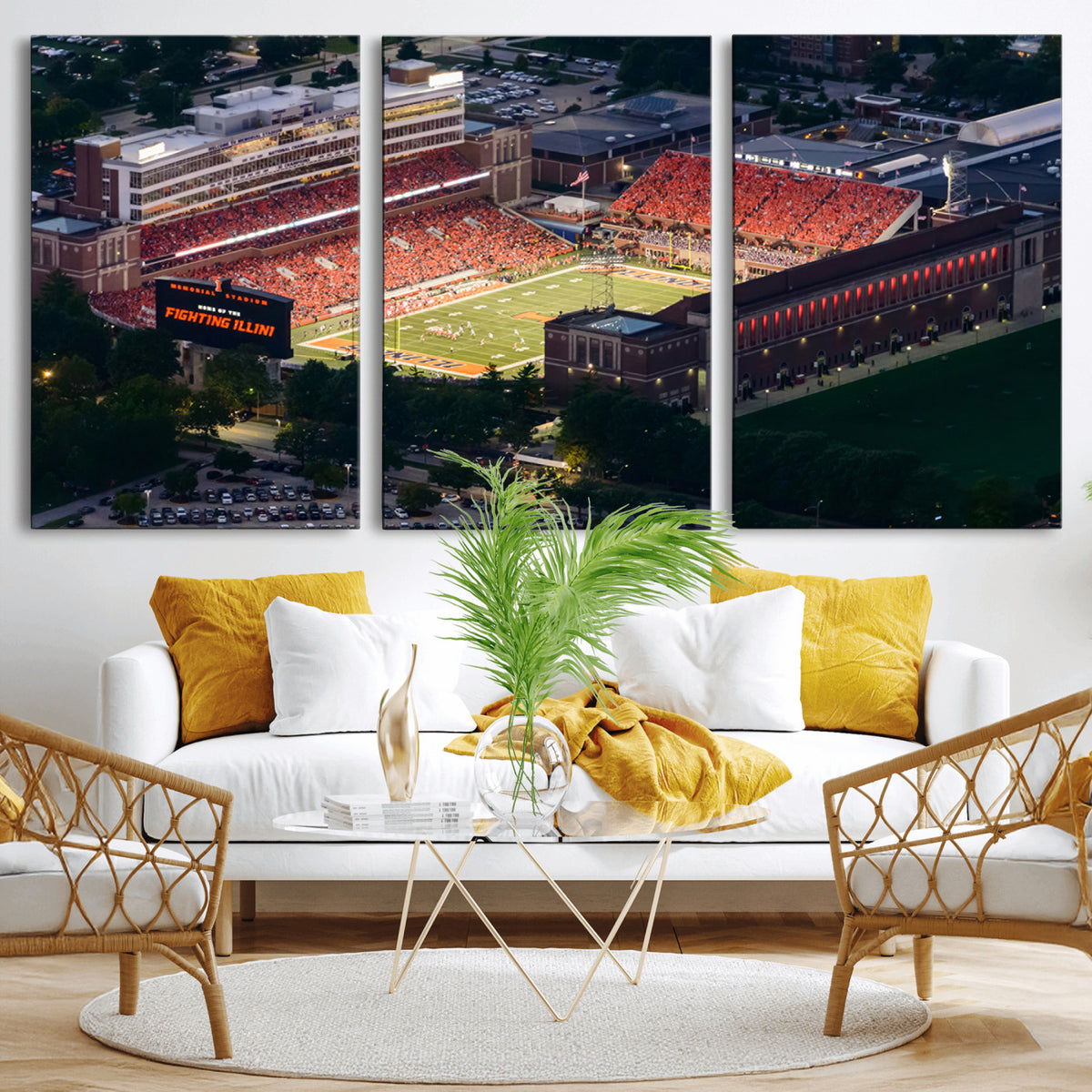 78052-MGV-CV-36X24 - University of Illinois Fighting Illini Football Team Print - Champaign Illinois Memorial Stadium