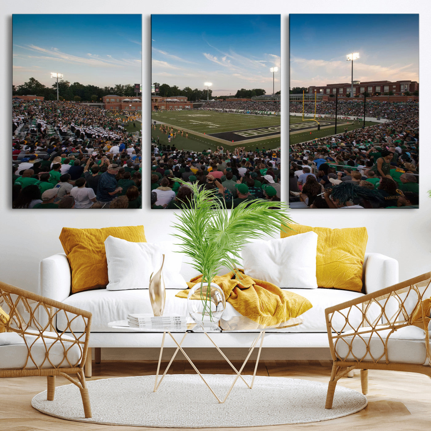 MGV-CV-60X30-3P - University of Charlotte 49ers Football Team Print - Charlotte Jerry Richardson Stadium Wall Art