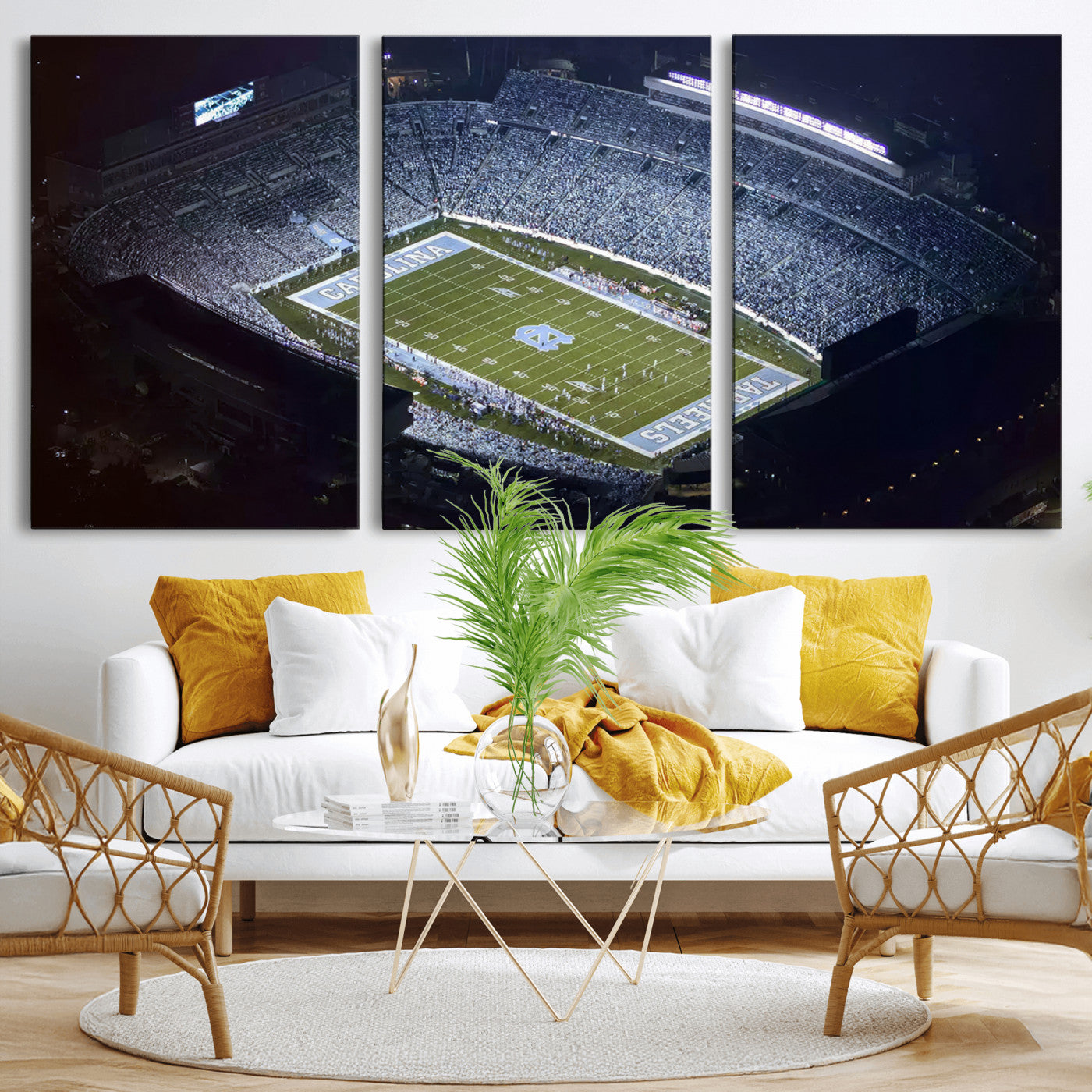 MGV-CV-60X30-3P - University of North Carolina Tar Heels Football Team Print - Chapel Hill Kenan Memorial Stadium