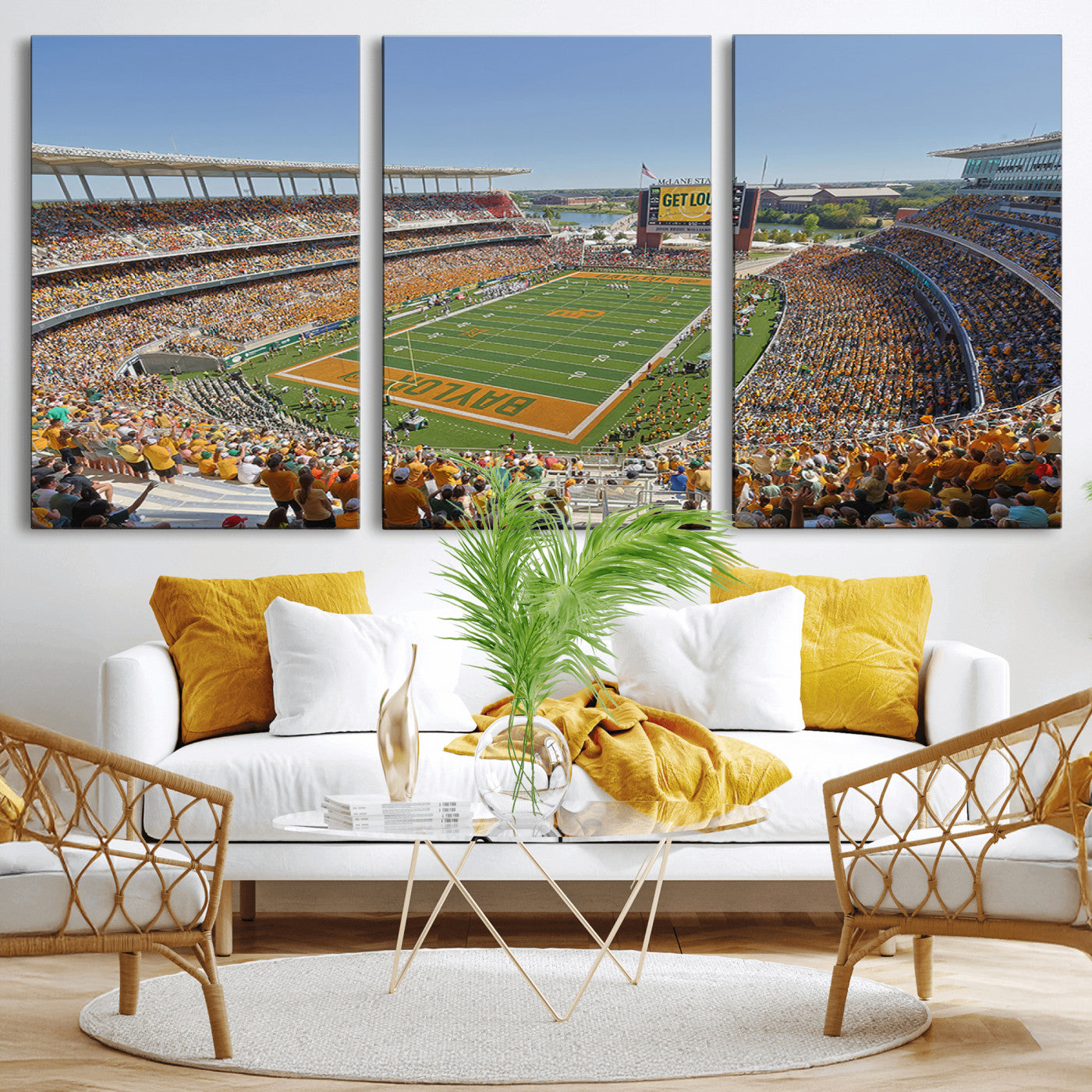 MGV-CV-60X30-3P - Baylor University Bears Football Team Print - Waco McLane Stadium Wall Art Canvas Print