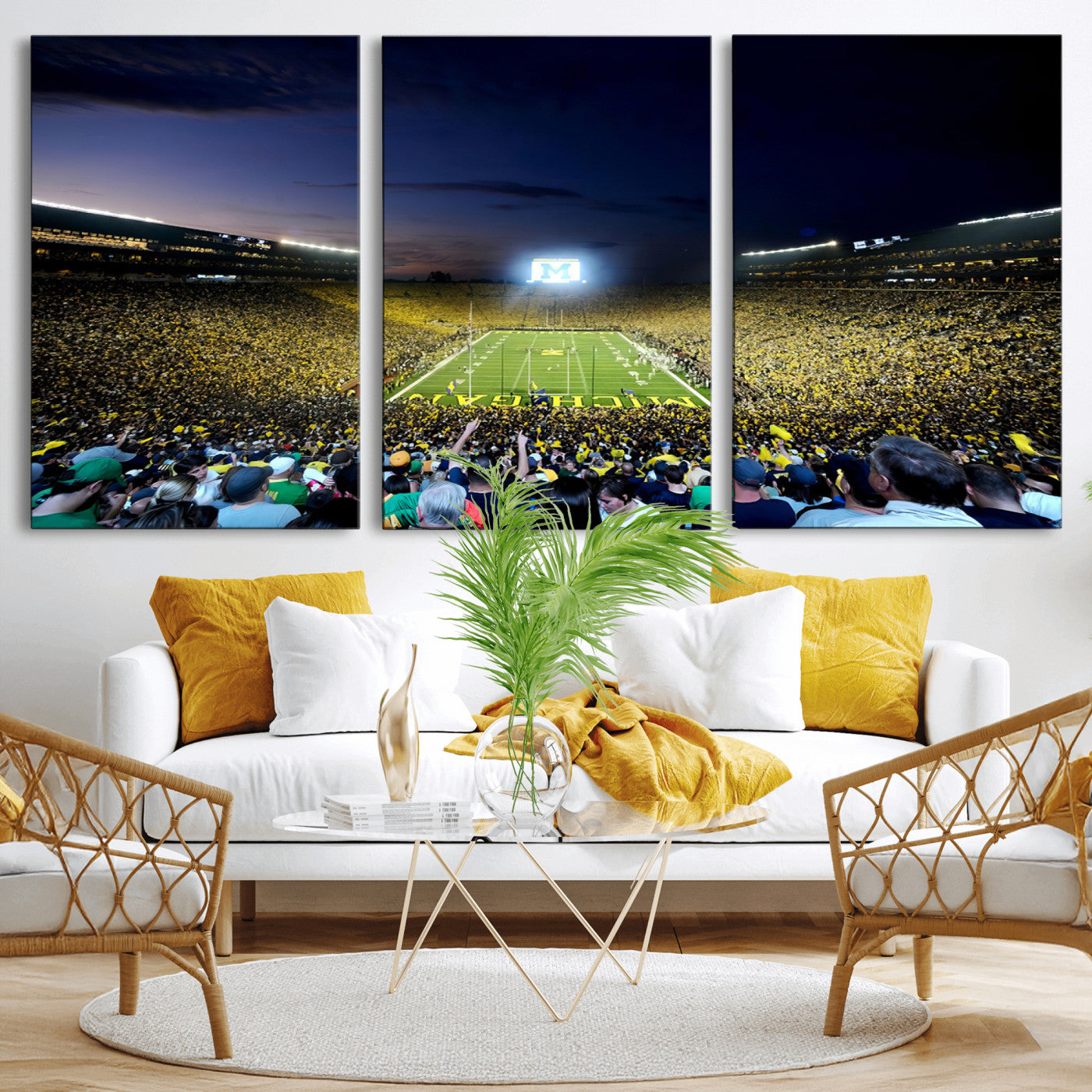 MGV-CV-60X30-3P - University of Michigan Wolverines Football Team Print - Ann Arbor Michigan Stadium Canvas Print