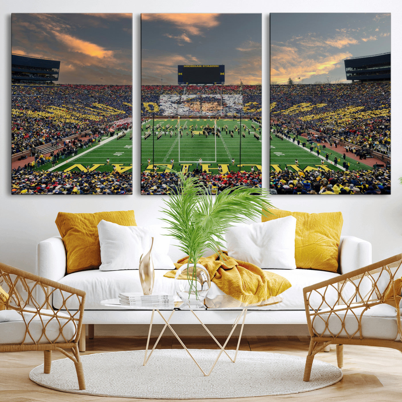 MGV-CV-60X30-3P - University of Michigan Wolverines Print Canvas, Football Team Print - Ann Arbor Michigan Stadium