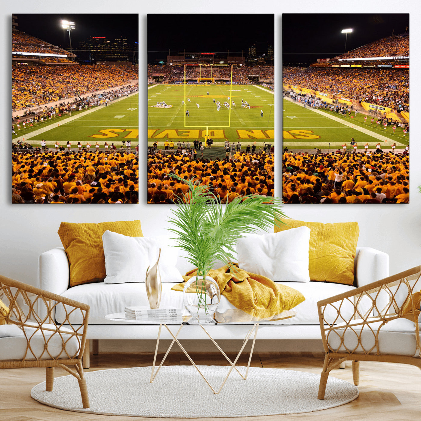 MGV-CV-60X30-3P - ASU Sun Devils Football Team Print - Phoenix Mountain America Stadium Wall Art Canvas Print