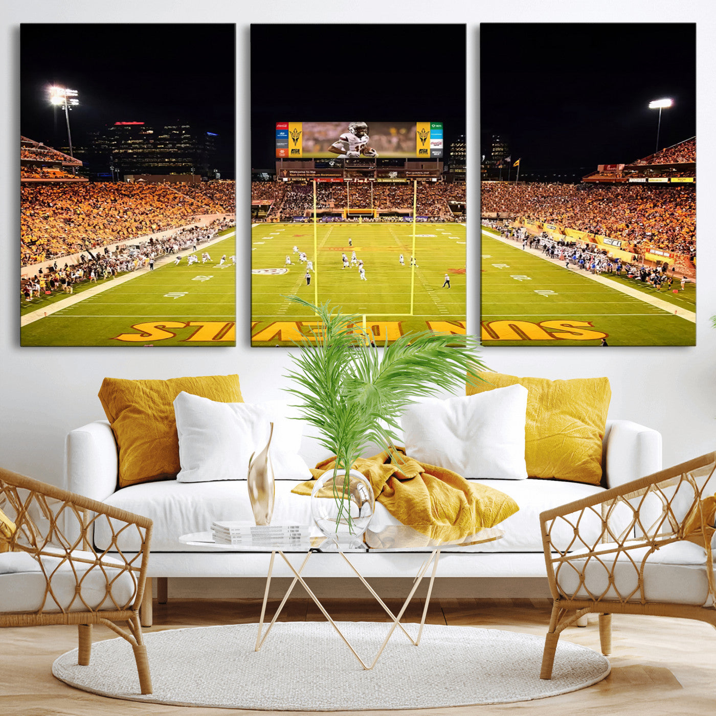 MGV-CV-60X30-3P - ASU Sun Devils Football Team Print - Phoenix Mountain America Stadium Canvas Print
