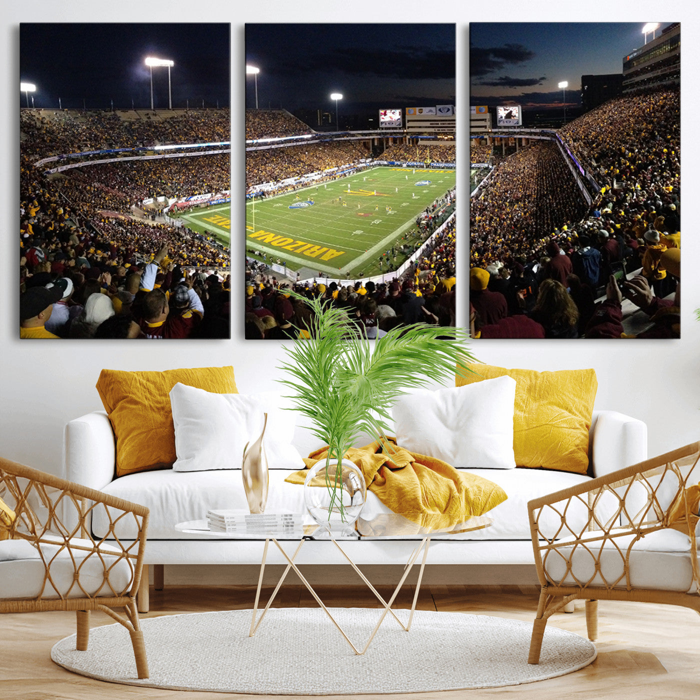 MGV-CV-60X30-3P - ASU Sun Devils Football Team Print Canvas - Phoenix Mountain America Stadium Wall Art Canvas Print