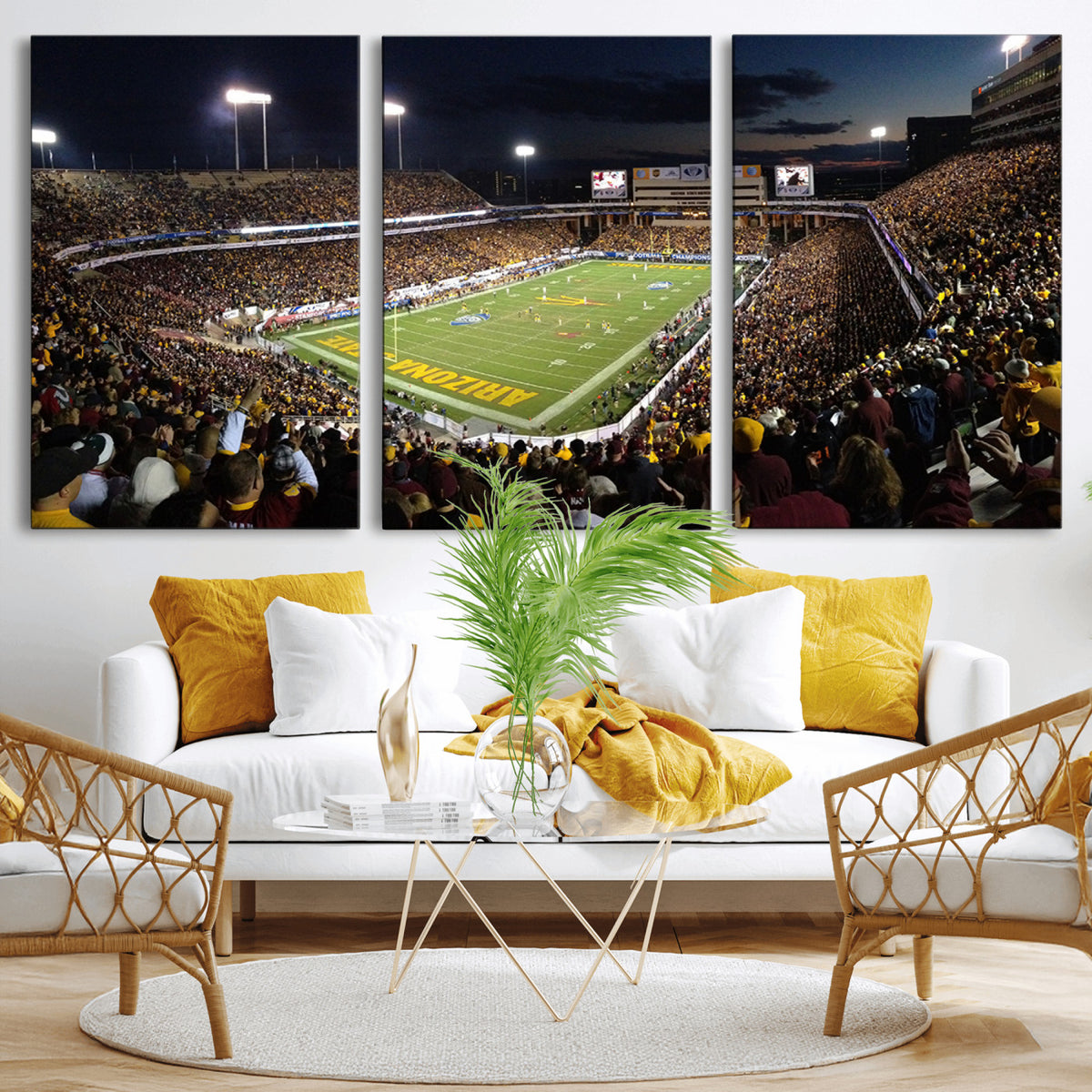 75716-MGV-CV-36X24 - ASU Sun Devils Football Team Print Canvas - Phoenix Mountain America Stadium Wall Art Canvas Print