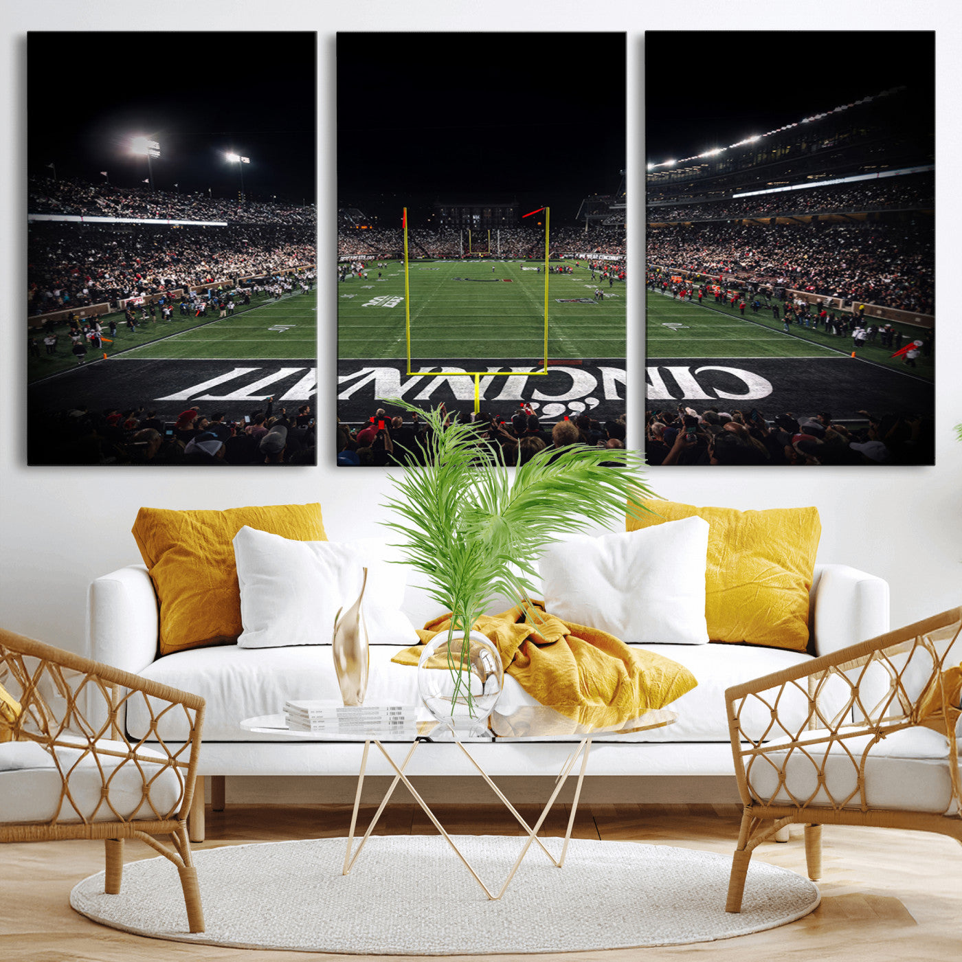 MGV-CV-60X30-3P - Cincinnati Bearcats Football Team Print - Nippert Stadium Wall Art Canvas Print