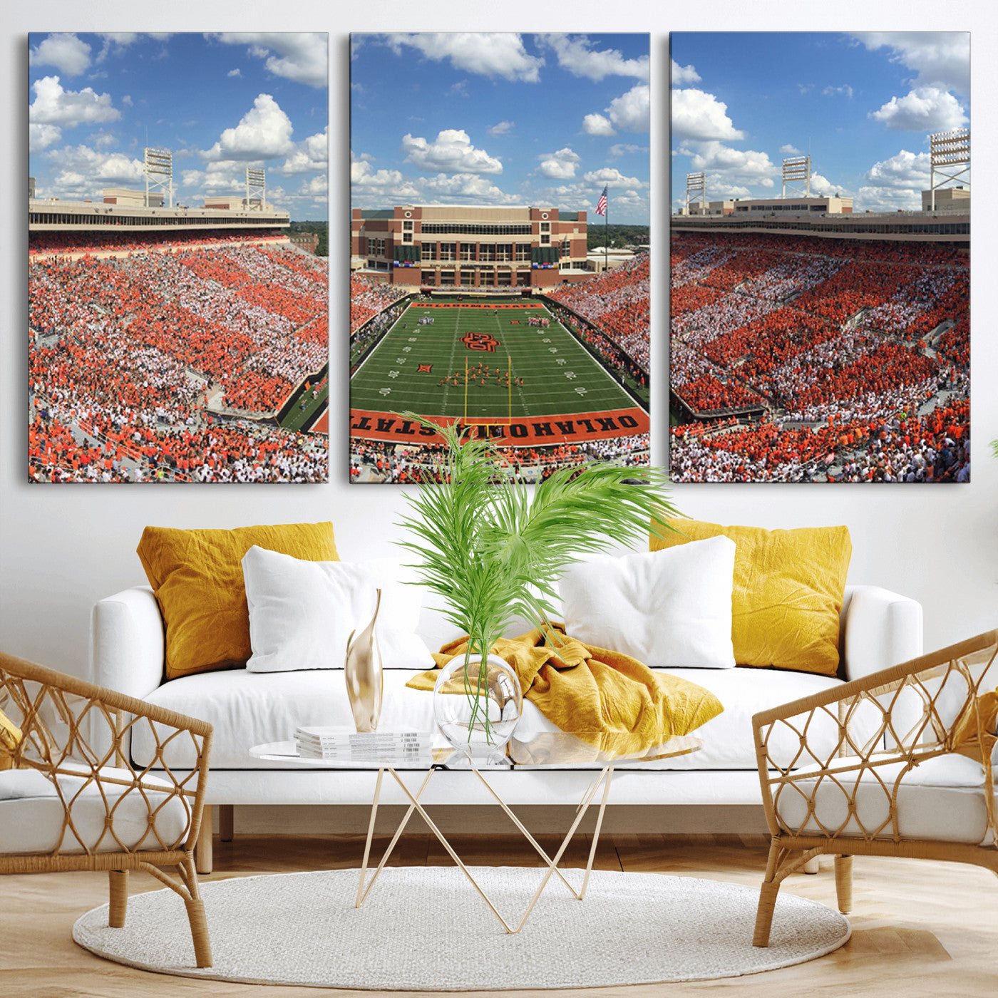 MGV-CV-60X30-3P - Oklahoma State Cowboys Football Team Print - Stillwater Boone Pickens Stadium Wall Art Canvas Print