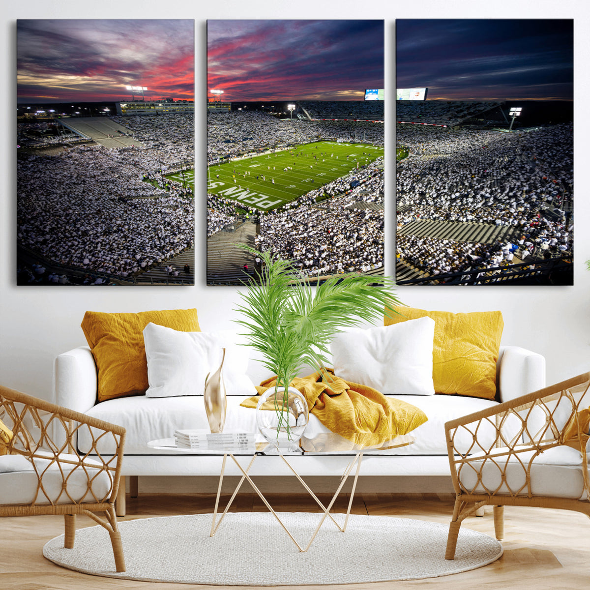 37304-MGV-CV-36X24 - Penn State Nittany Lions Football Team Print - University Park Beaver Stadium Art Canvas Print