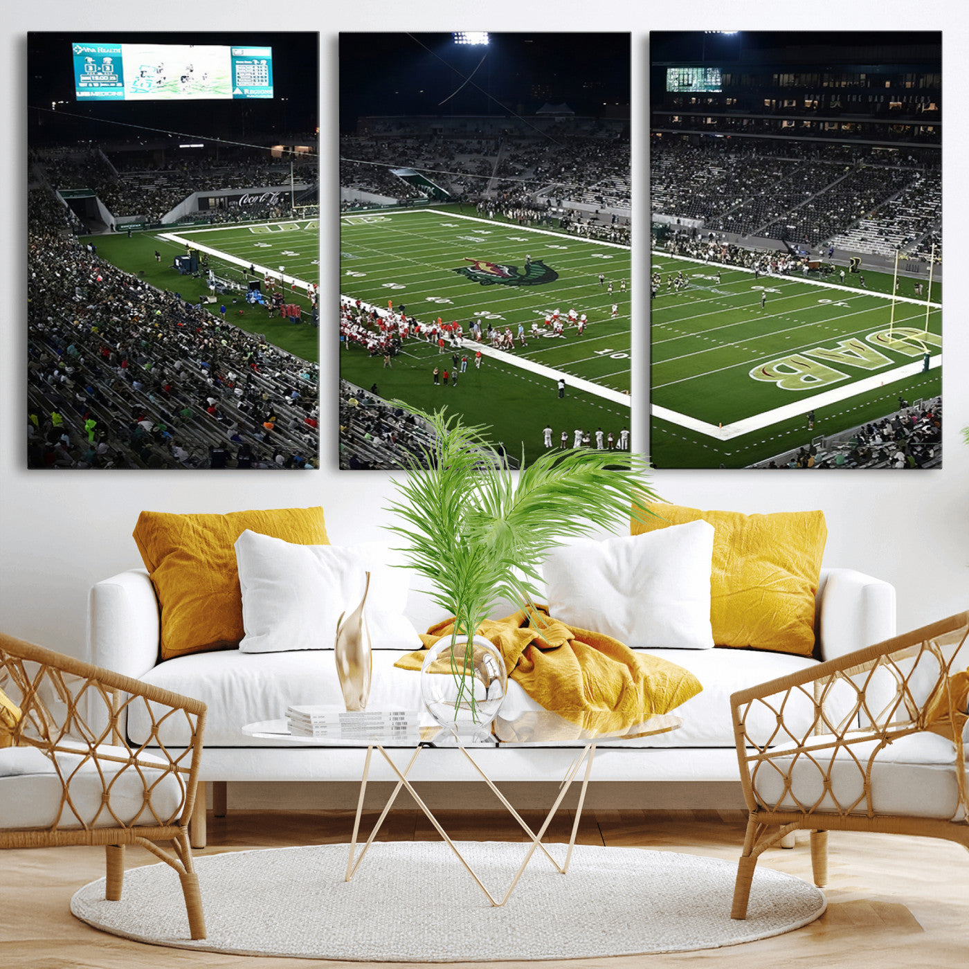 MGV-CV-60X30-3P - UAB Blazers Football Team Print - Birmingham Protective Stadium Wall Art Canvas Print