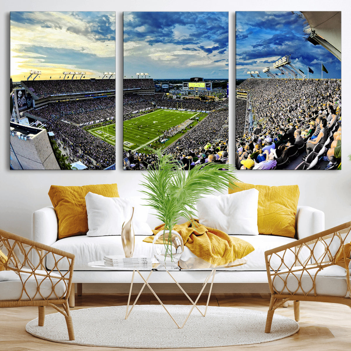 23788-MGV-CV-36X24 - Framed USF Bulls Football Team Print - Tampa Raymond James Stadium Wall Art Canvas Print