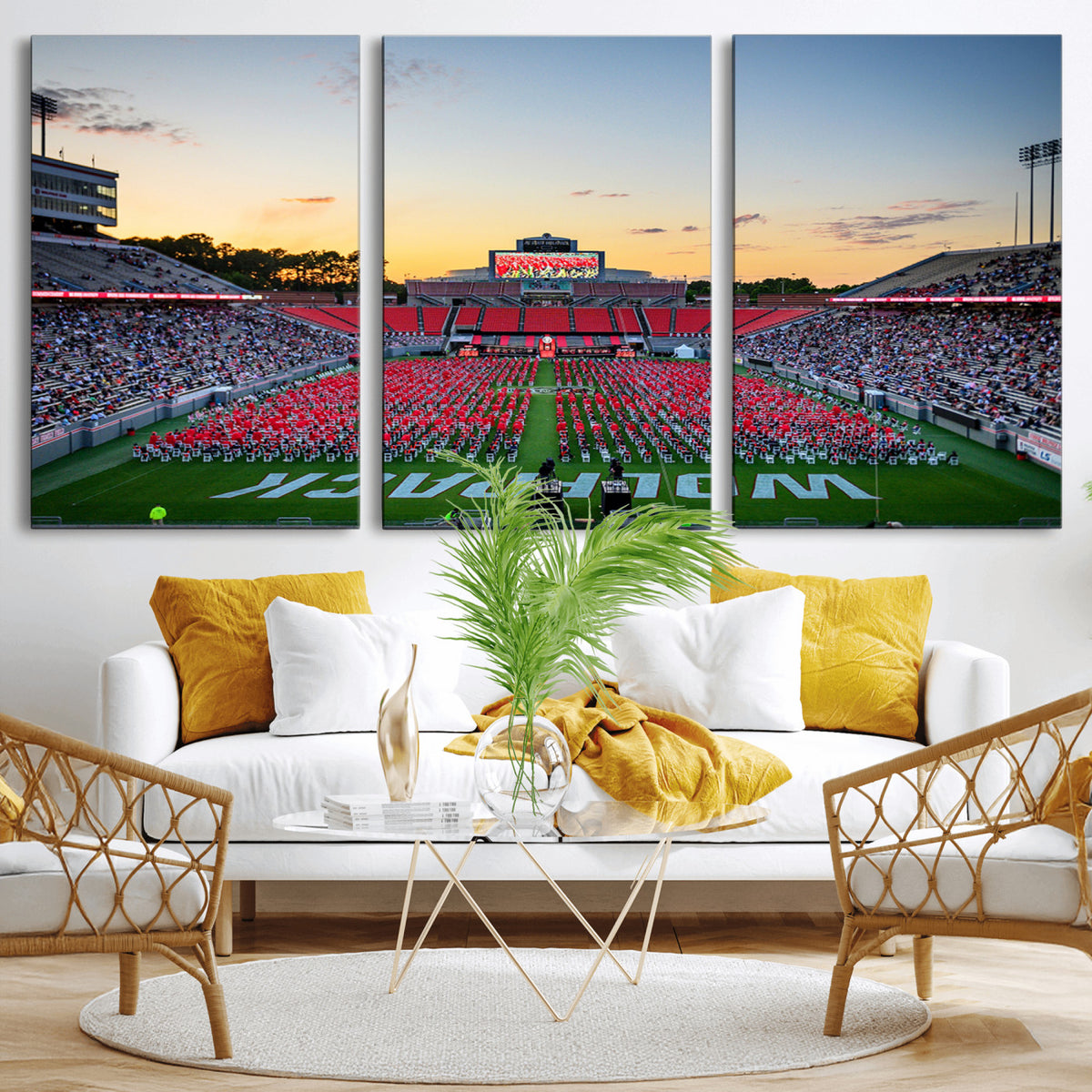 35266-MGV-CV-36X24 - NC State Wolfpack Football Team Print Wall Art - Raleigh Carter-Finley Stadium Wall Art Canvas Print