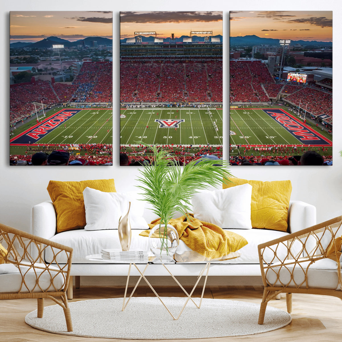99722-MGV-CV-36X24 - Framed Arizona Wildcats Football Team Print - Tucson Arizona Stadium Wall Art Canvas Print