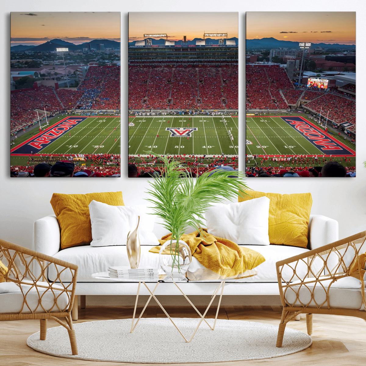 45563-MGV-CV-36X24 - Arizona Wildcats Football Team Print - Tucson Arizona Stadium Wall Art Canvas Print