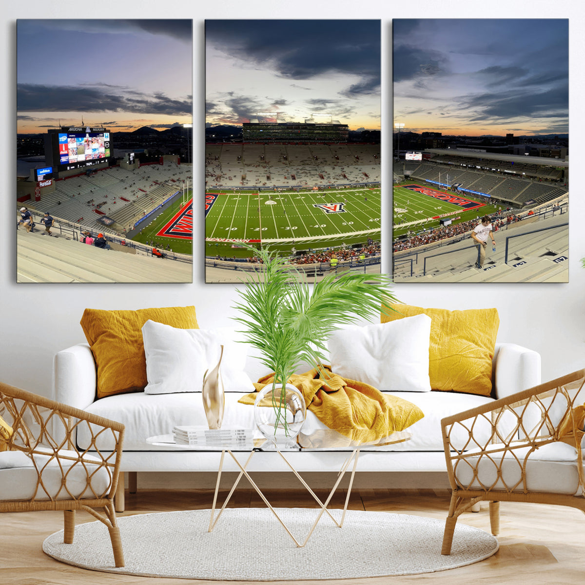 24339-MGV-CV-36X24 - Arizona Wildcats Football Team Print - Tucson Arizona Stadium Wall Art Canvas Print