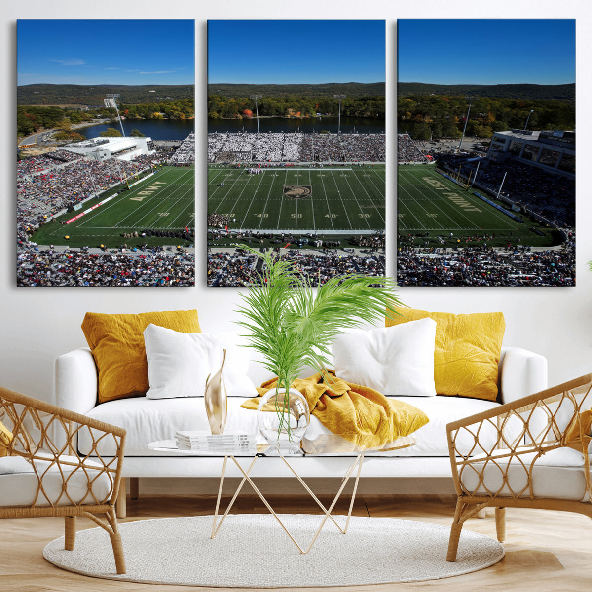 52056-MGV-CV-36X24 - Army Black Knights Football Team Print - West Point Michie Stadium Wall Art Canvas Print