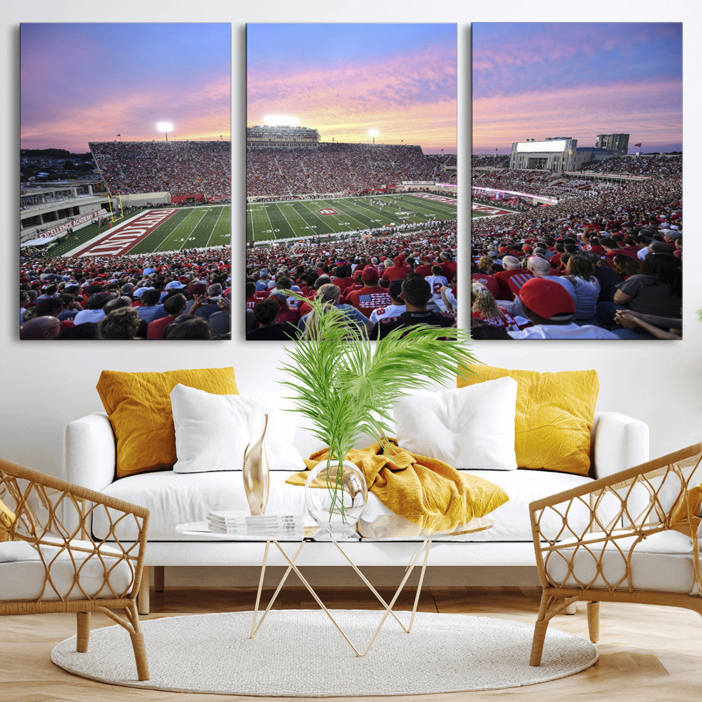 13046-MGV-CV-36X24-Indiana University Hoosiers Football Team Print - Bloomington Memorial Stadium Wall Art Canvas Print