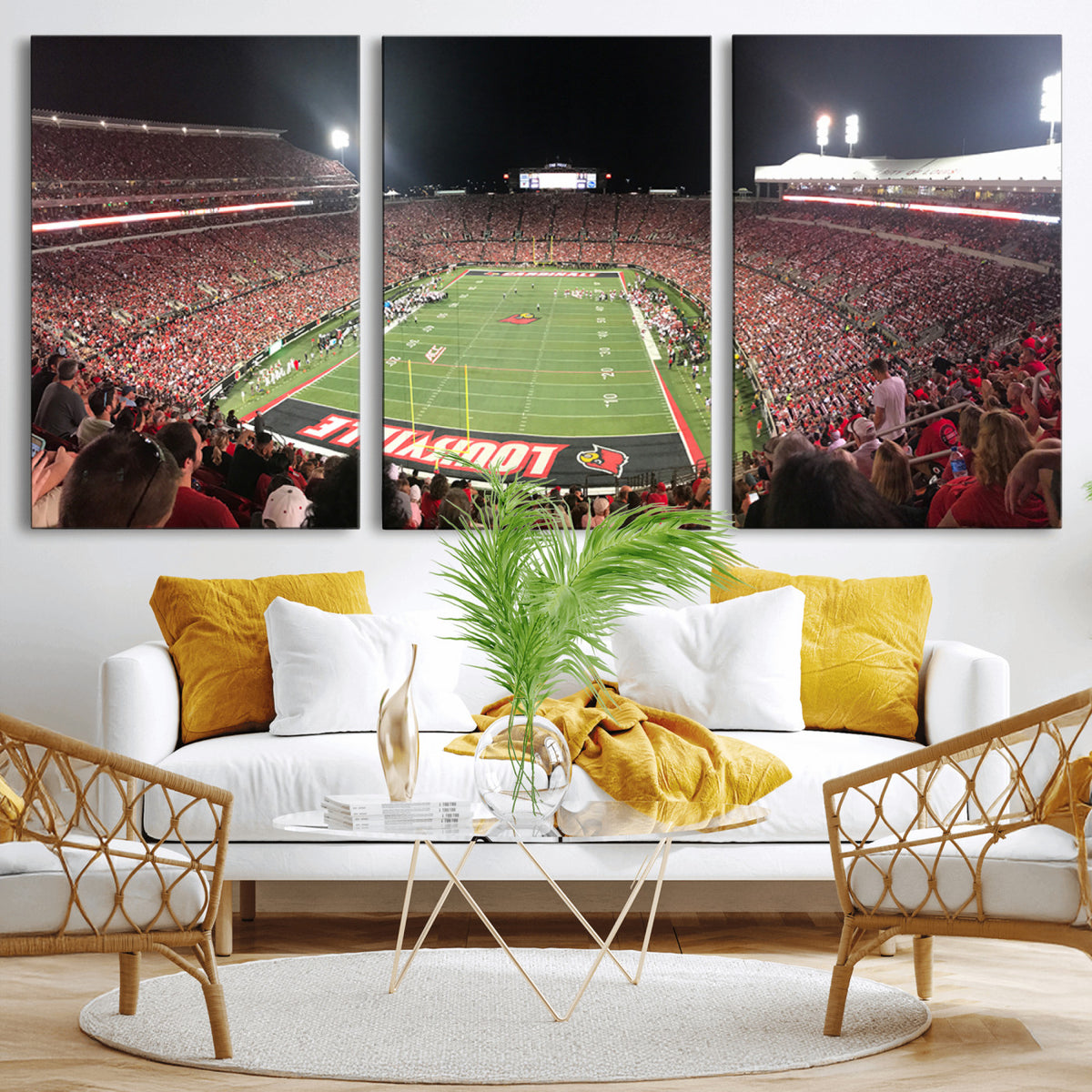 51251-PAN-FL-20X10 - University of Louisville Cardinals Football Team Print - Louisville Cardinal Stadium Wall Art Canvas