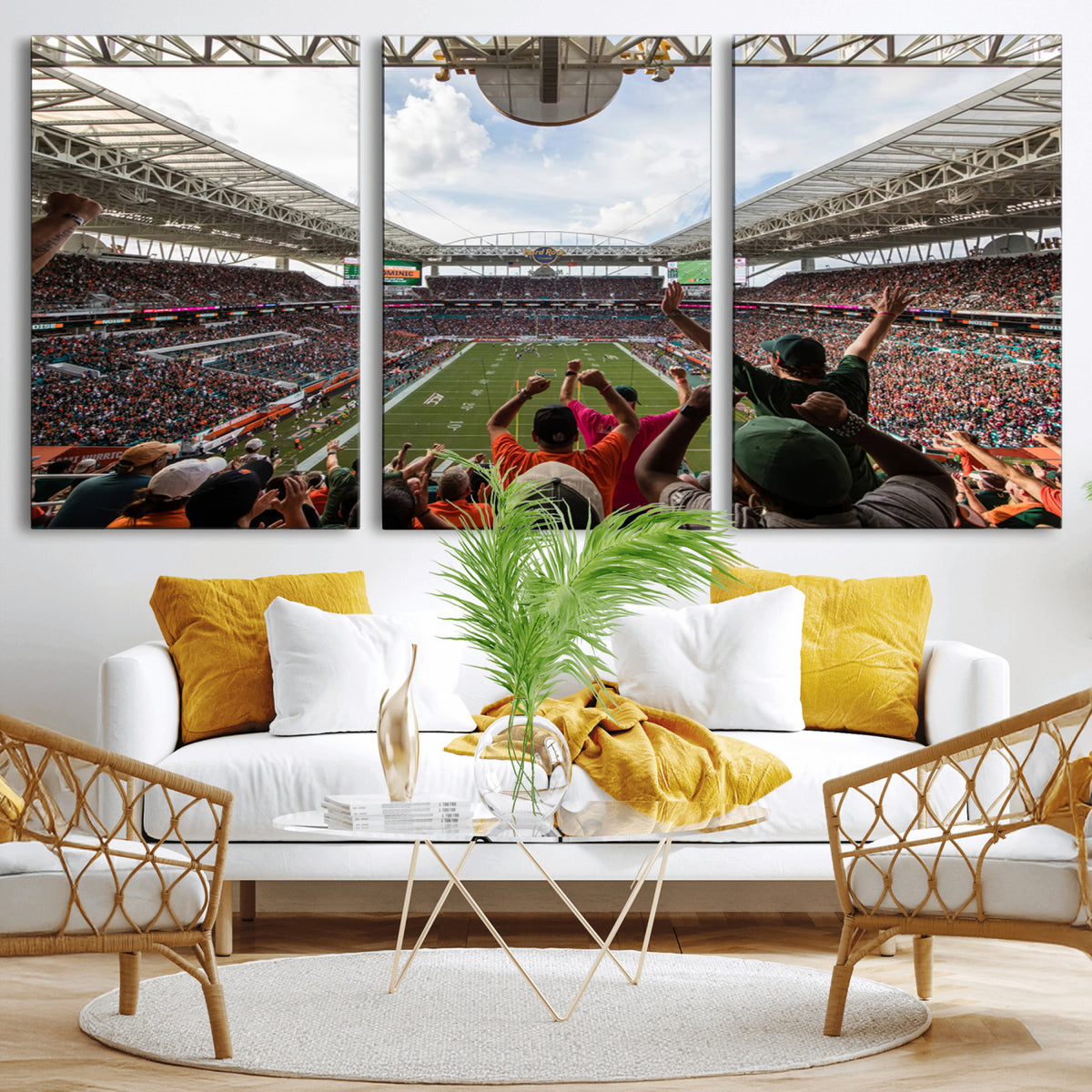 66239-PAN-FL-20X10 - Miami Hurricanes Football Team Wall Art Print - Miami Hard Rock Stadium Wall Art Canvas Print