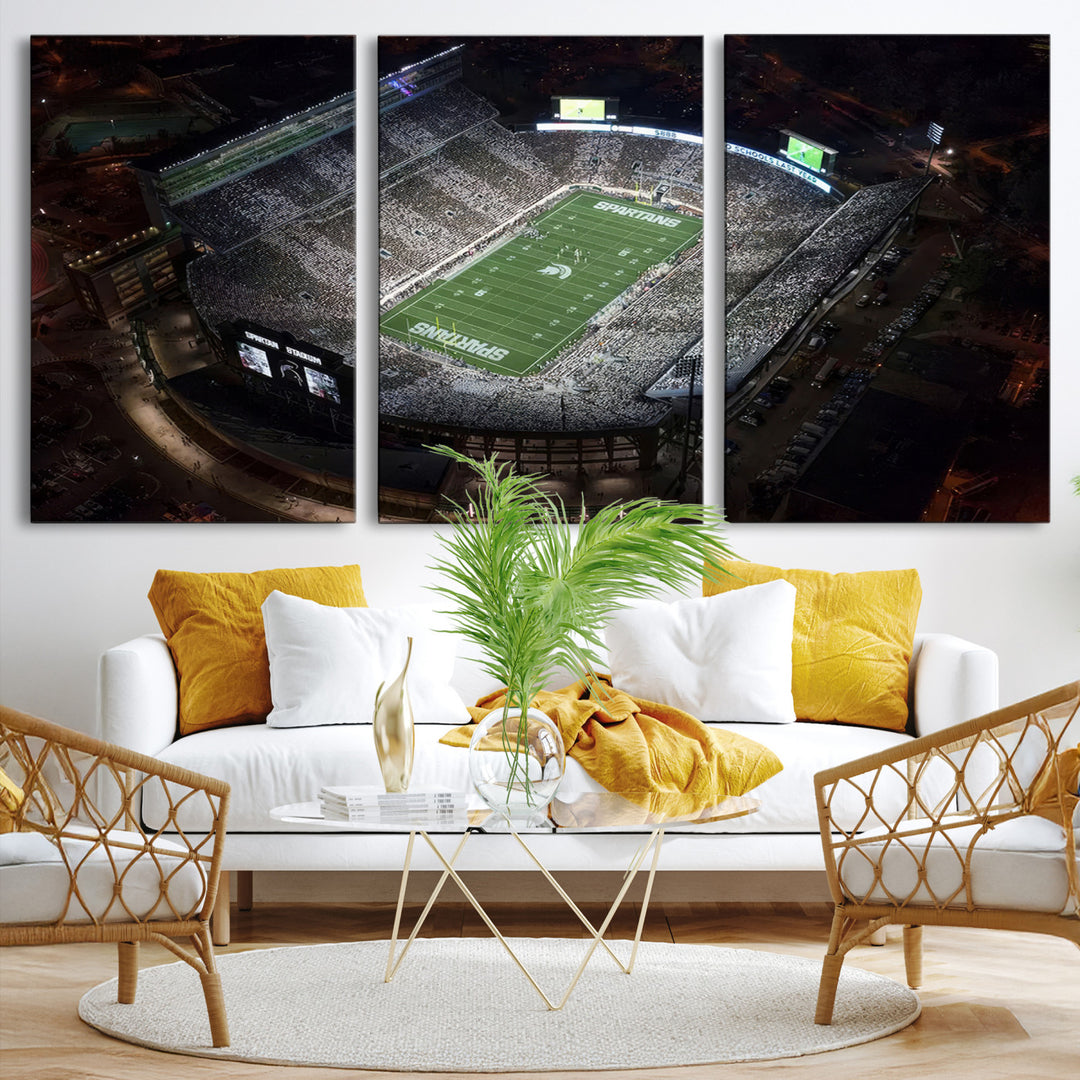 Michigan State Spartans Football Team Print - East Lansing Spartan Stadium Print Wall Art