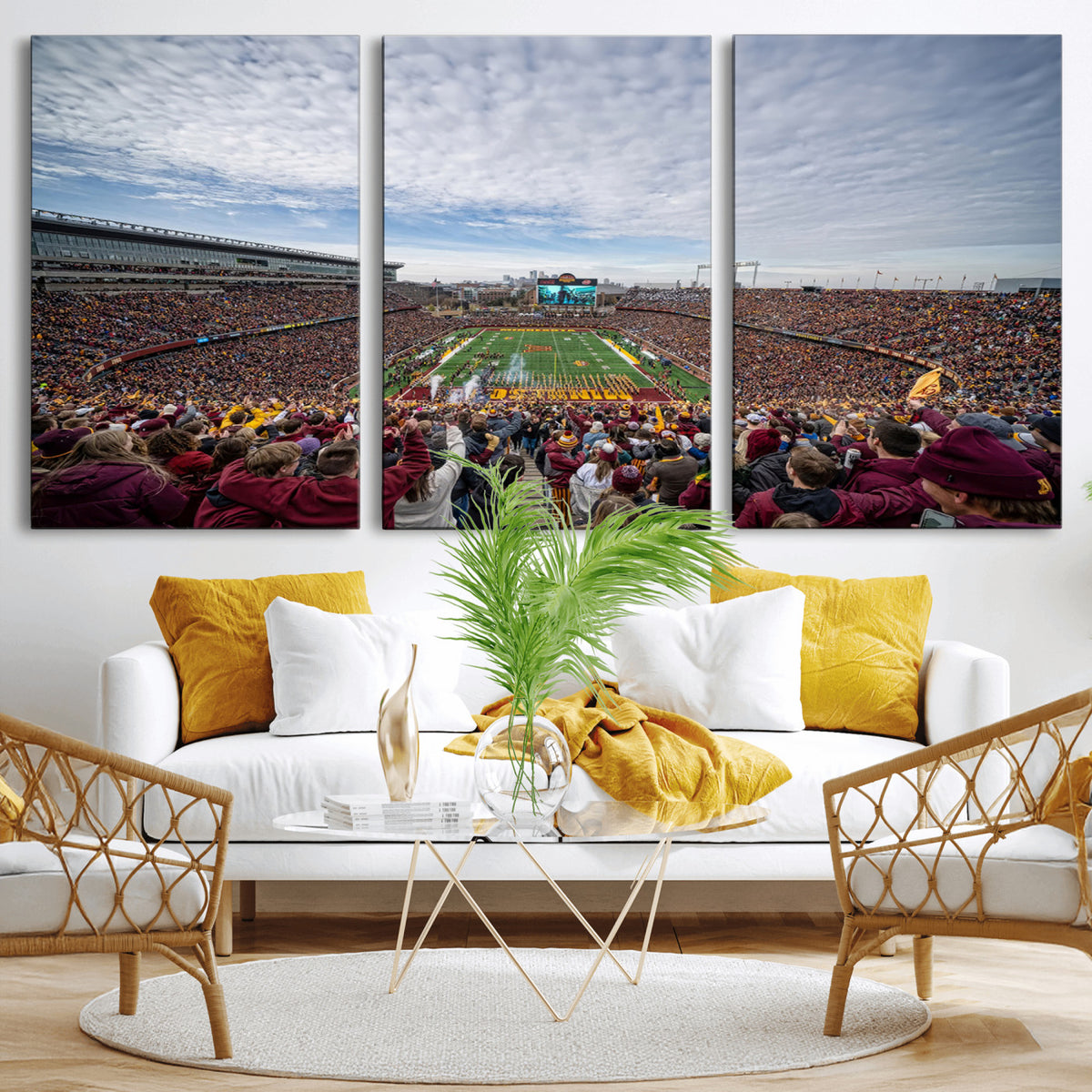 38459-PAN-FL-20X10 - University of Minnesota Golden Gophers Football Team Print - Minneapolis Huntington Bank Stadium Art